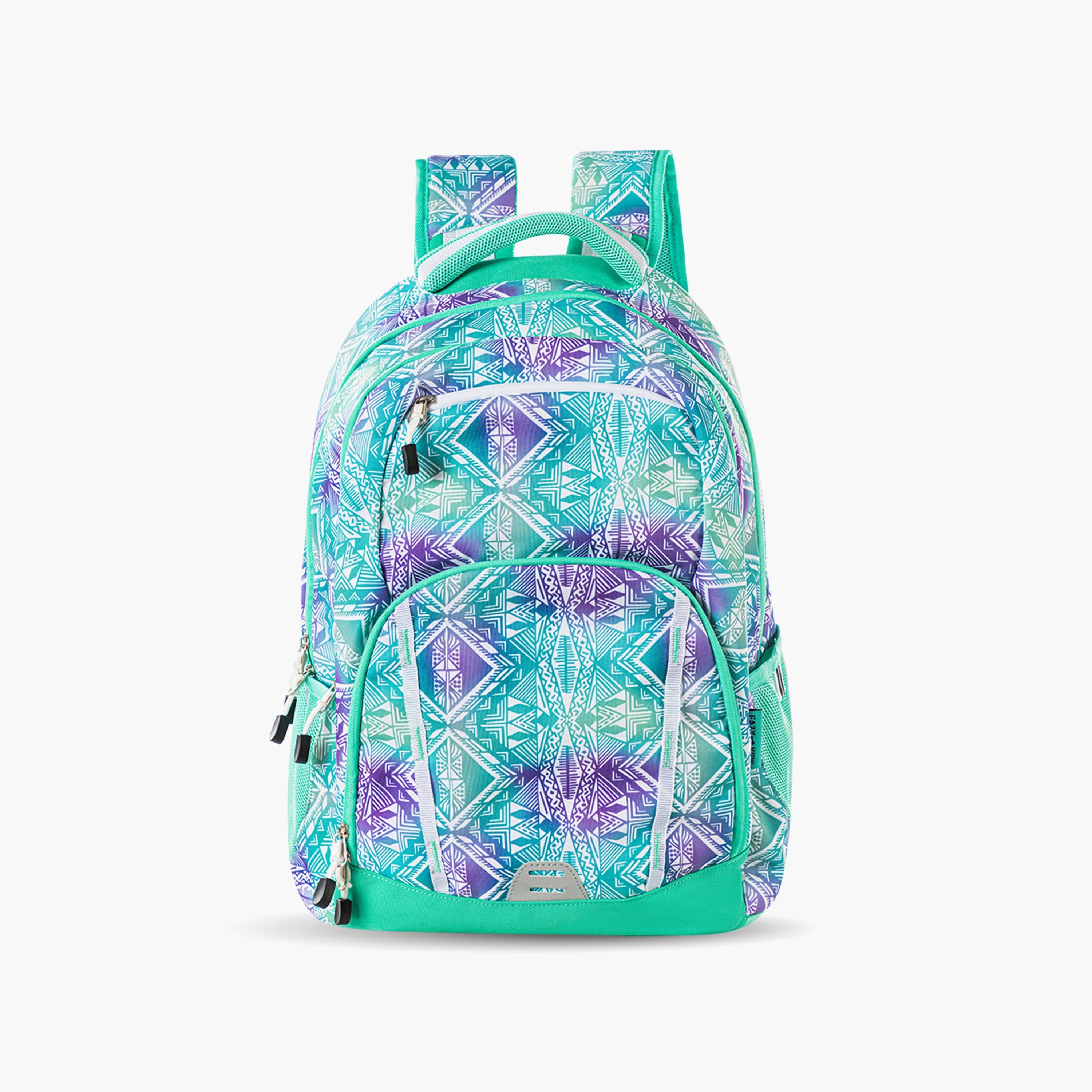 حقيبة مدرسية مطبوعة من إيزي كيدز - هندسية - خضراء - 18 بوصة-school-bagsandbackpacks-backpacks-image-1