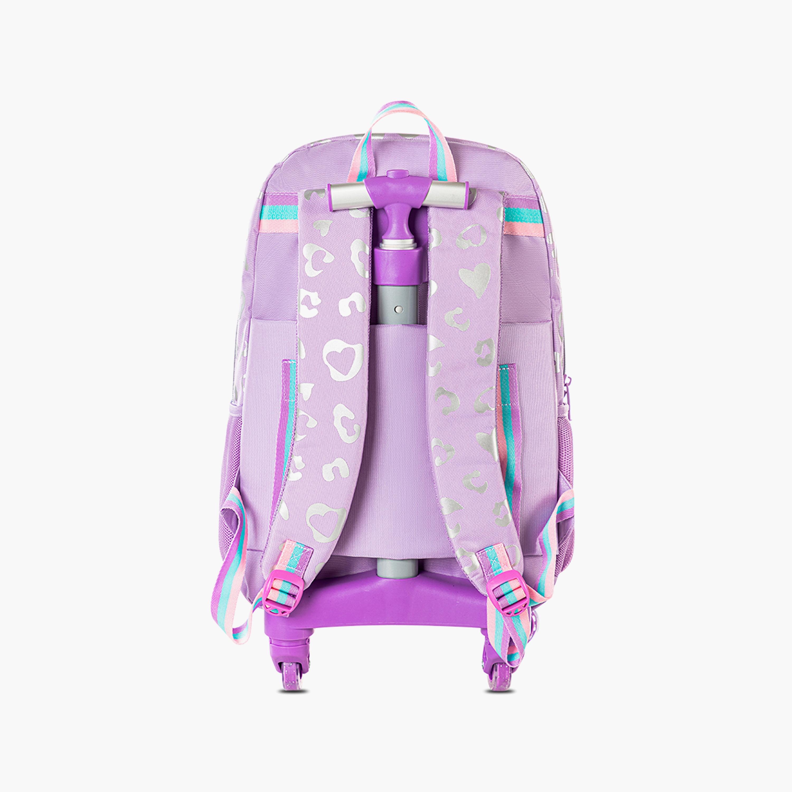 Eazy Kids 4-Wheel Trolley School Bag with Lunch Bag & Pencil Pouch - Love - Purple - 17 Inch-school-bagsandbackpacks-trolleybags-image-11