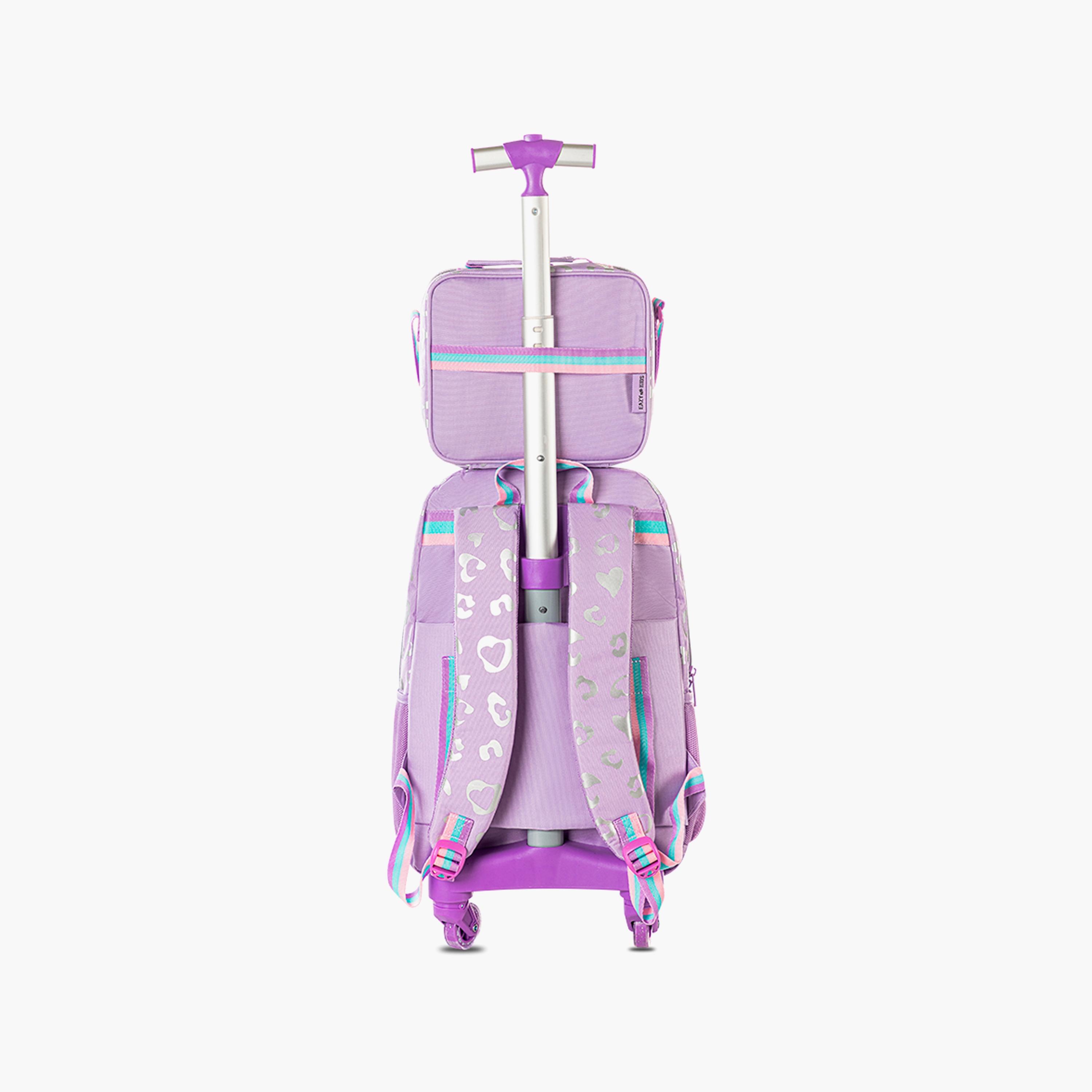 Eazy Kids 4-Wheel Trolley School Bag with Lunch Bag & Pencil Pouch - Love - Purple - 17 Inch-school-bagsandbackpacks-trolleybags-image-12