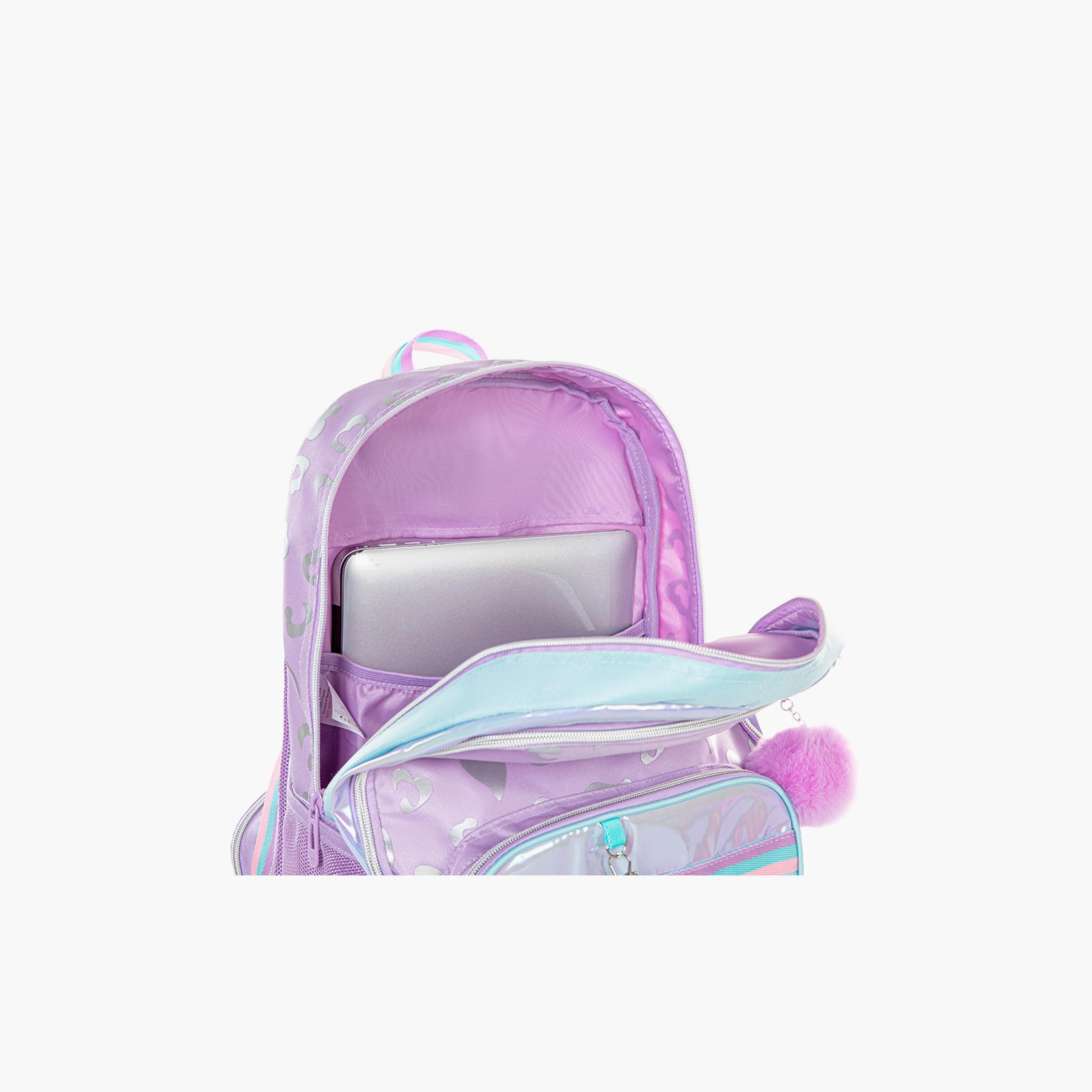 Eazy Kids 4-Wheel Trolley School Bag with Lunch Bag & Pencil Pouch - Love - Purple - 17 Inch-school-bagsandbackpacks-trolleybags-image-7