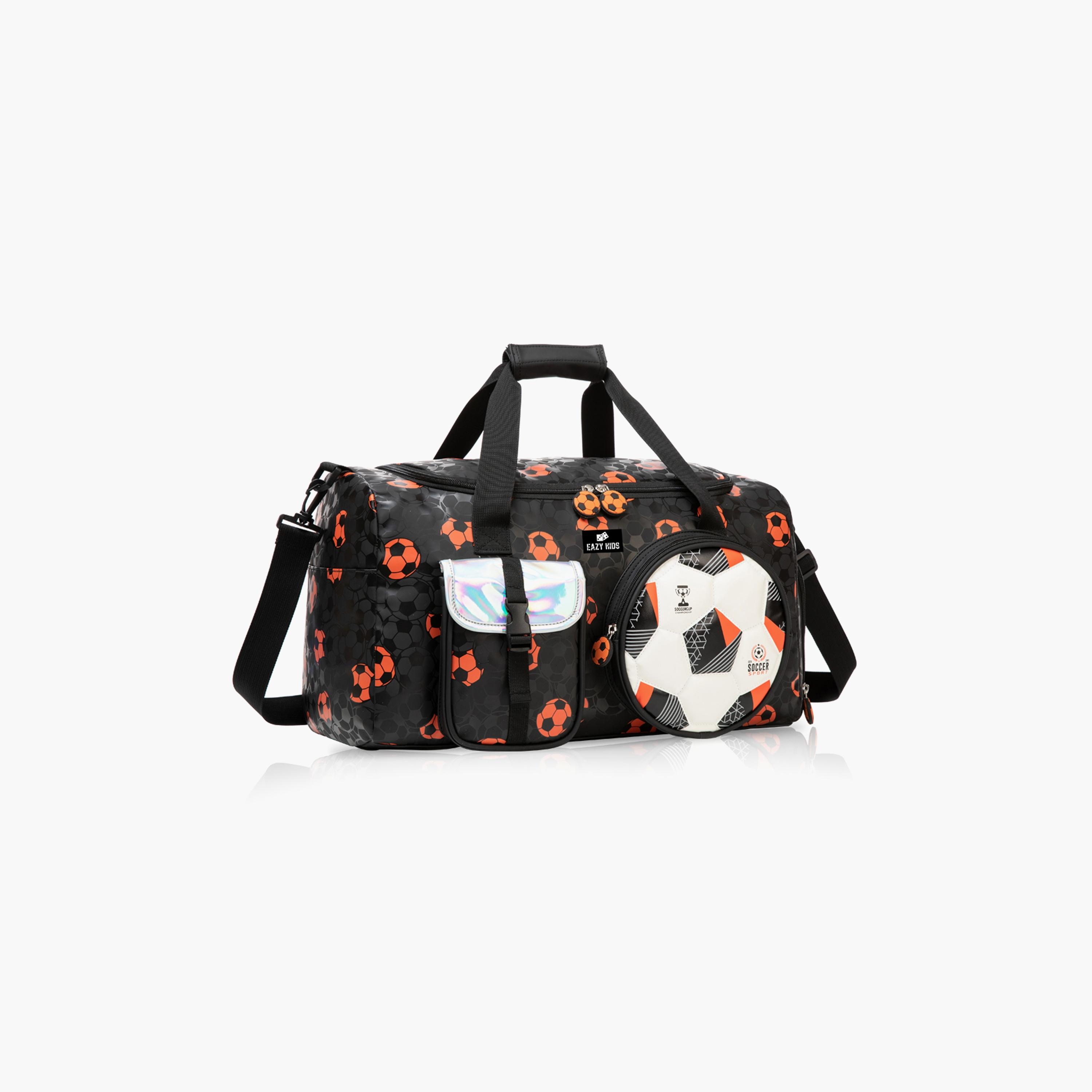 Eazy Kids Printed Duffle Bag - Football - Black - 30 Litre-boys-accessories-bagsandbackpacks-image-1