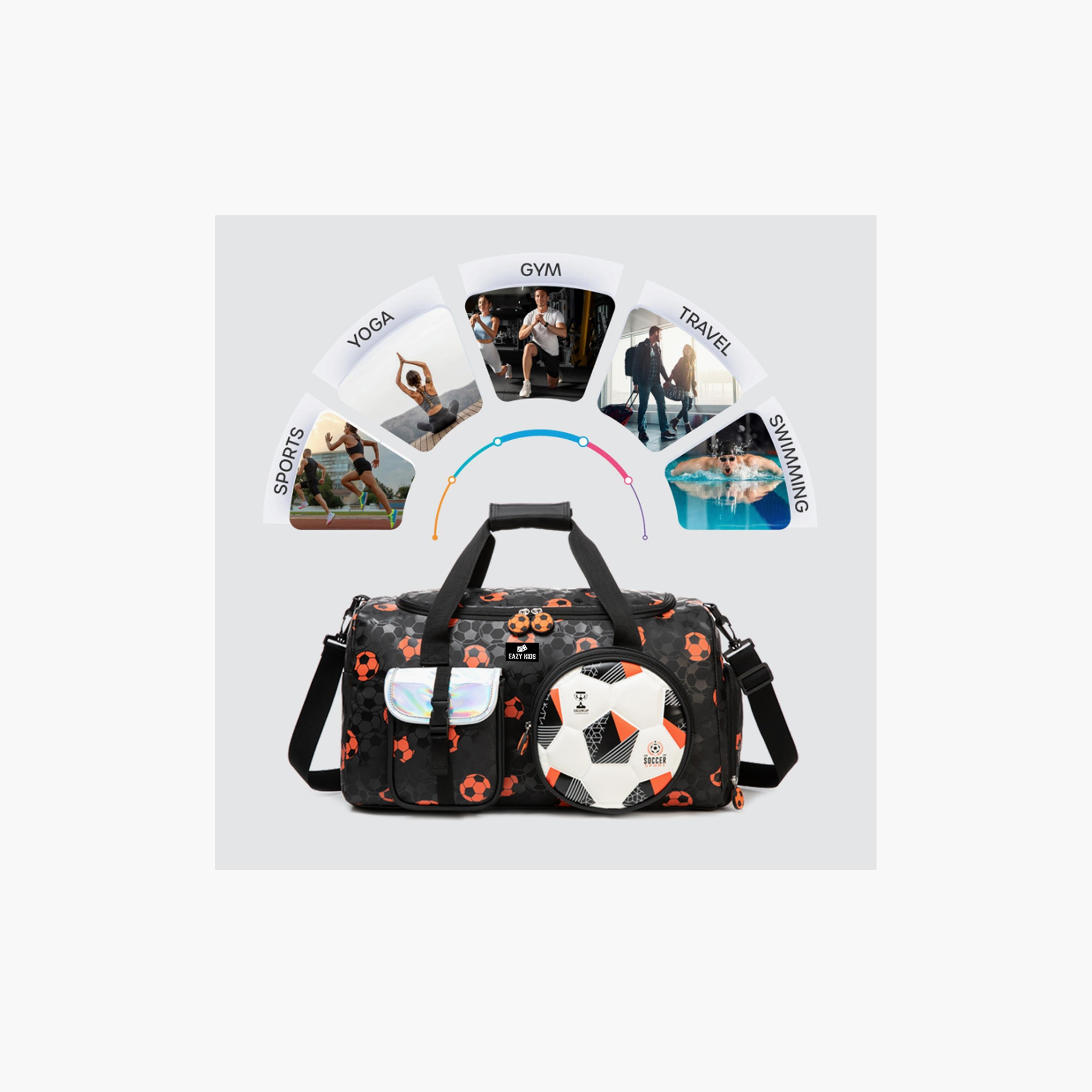 Eazy Kids Printed Duffle Bag - Football - Black - 30 Litre-boys-accessories-bagsandbackpacks-image-10