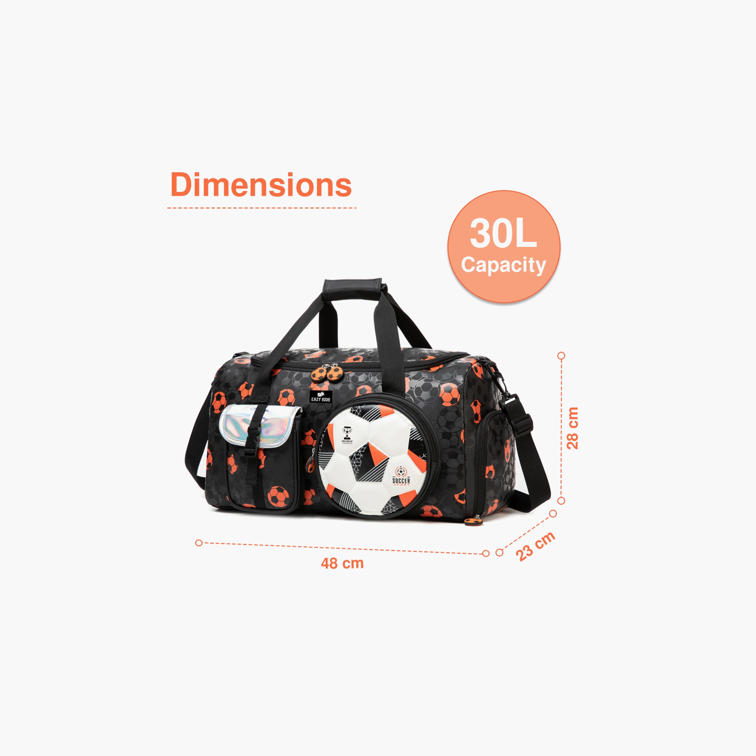 Eazy Kids Printed Duffle Bag - Football - Black - 30 Litre-boys-accessories-bagsandbackpacks-image-2