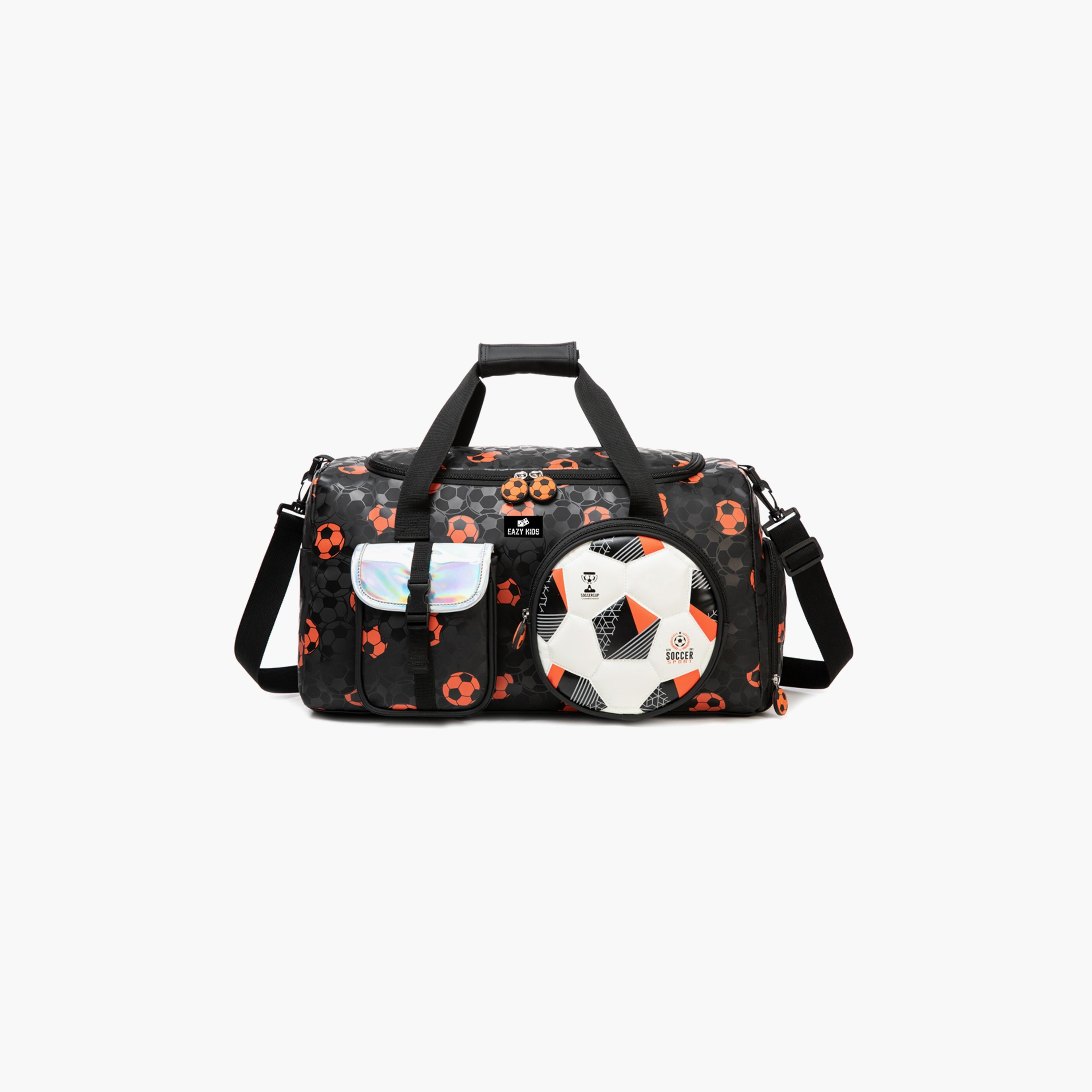 Eazy Kids Printed Duffle Bag - Football - Black - 30 Litre-boys-accessories-bagsandbackpacks-image-3