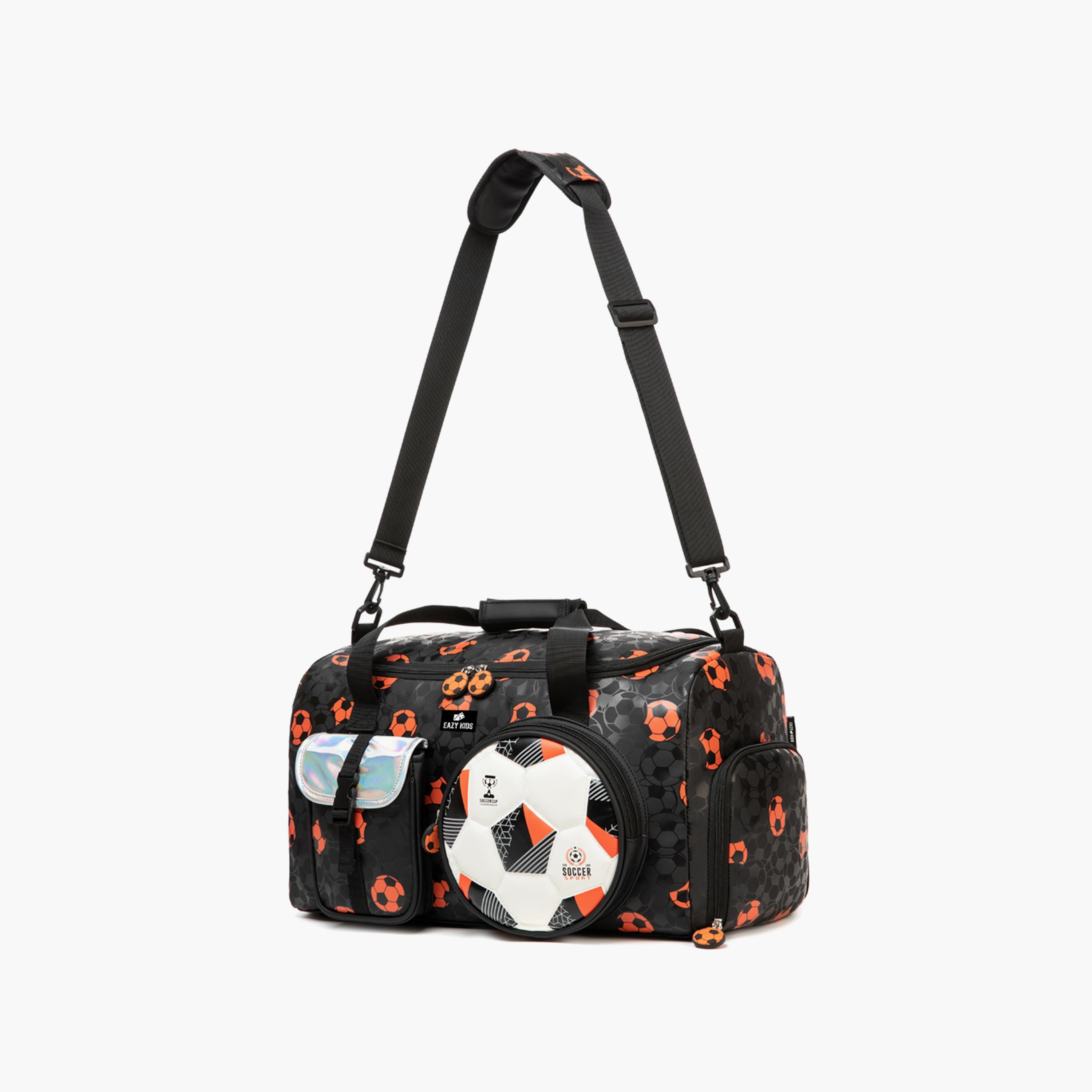 Eazy Kids Printed Duffle Bag - Football - Black - 30 Litre-boys-accessories-bagsandbackpacks-image-6