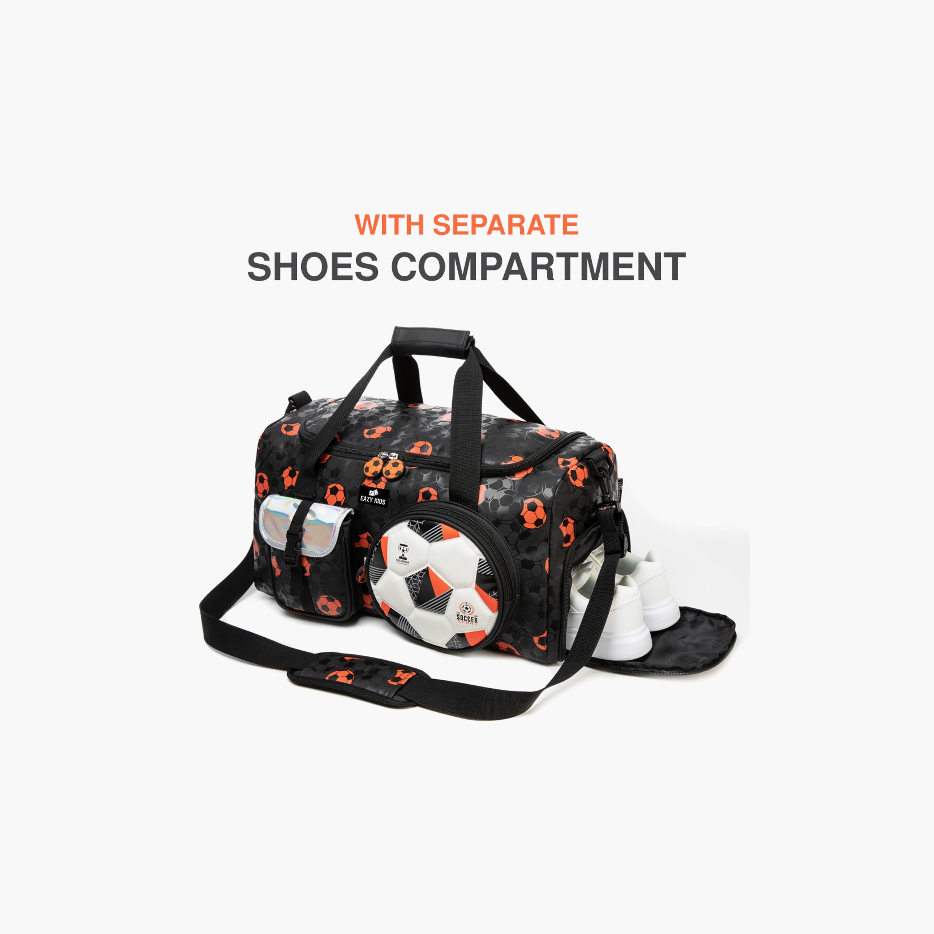 Eazy Kids Printed Duffle Bag - Football - Black - 30 Litre-boys-accessories-bagsandbackpacks-image-7