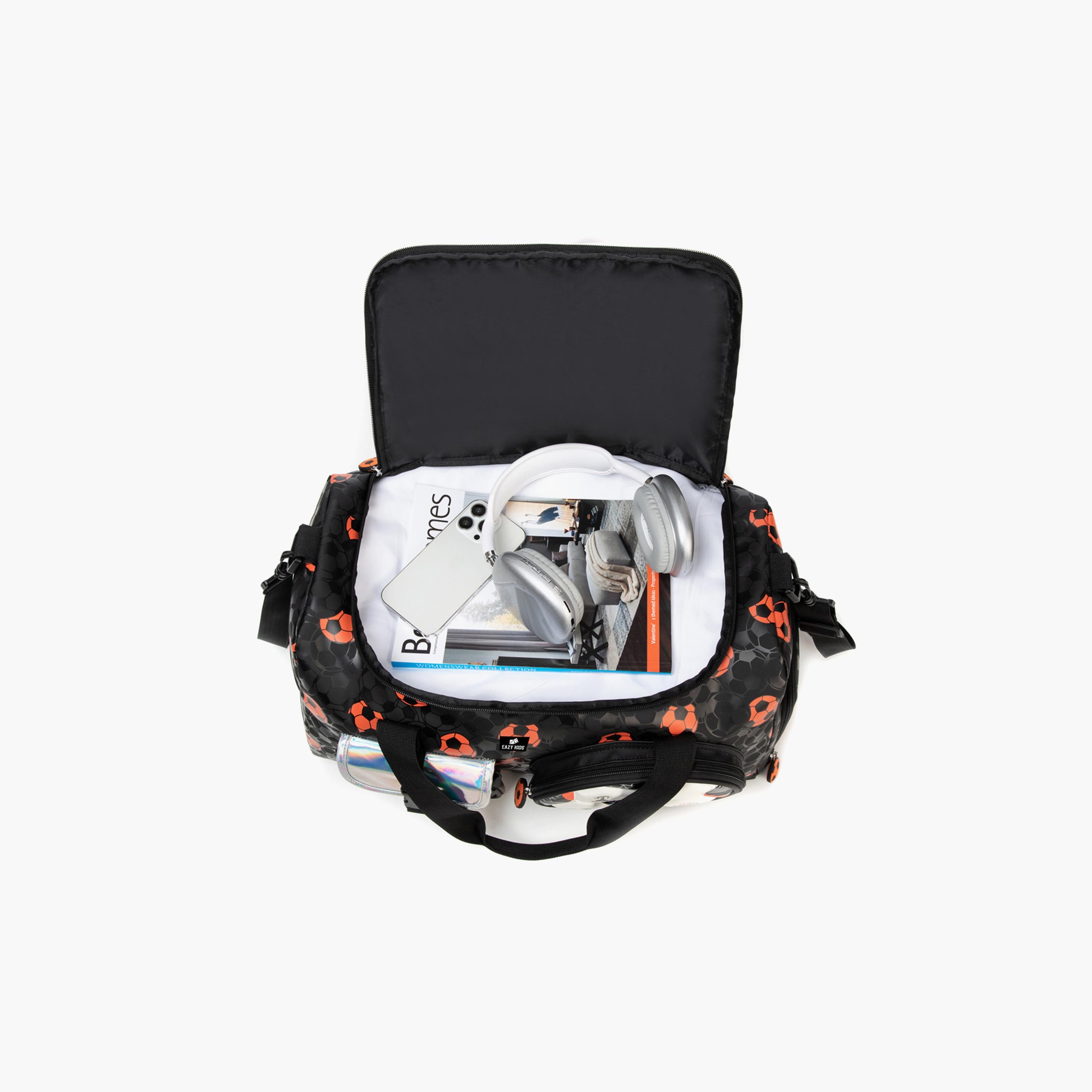 Eazy Kids Printed Duffle Bag - Football - Black - 30 Litre-boys-accessories-bagsandbackpacks-image-8