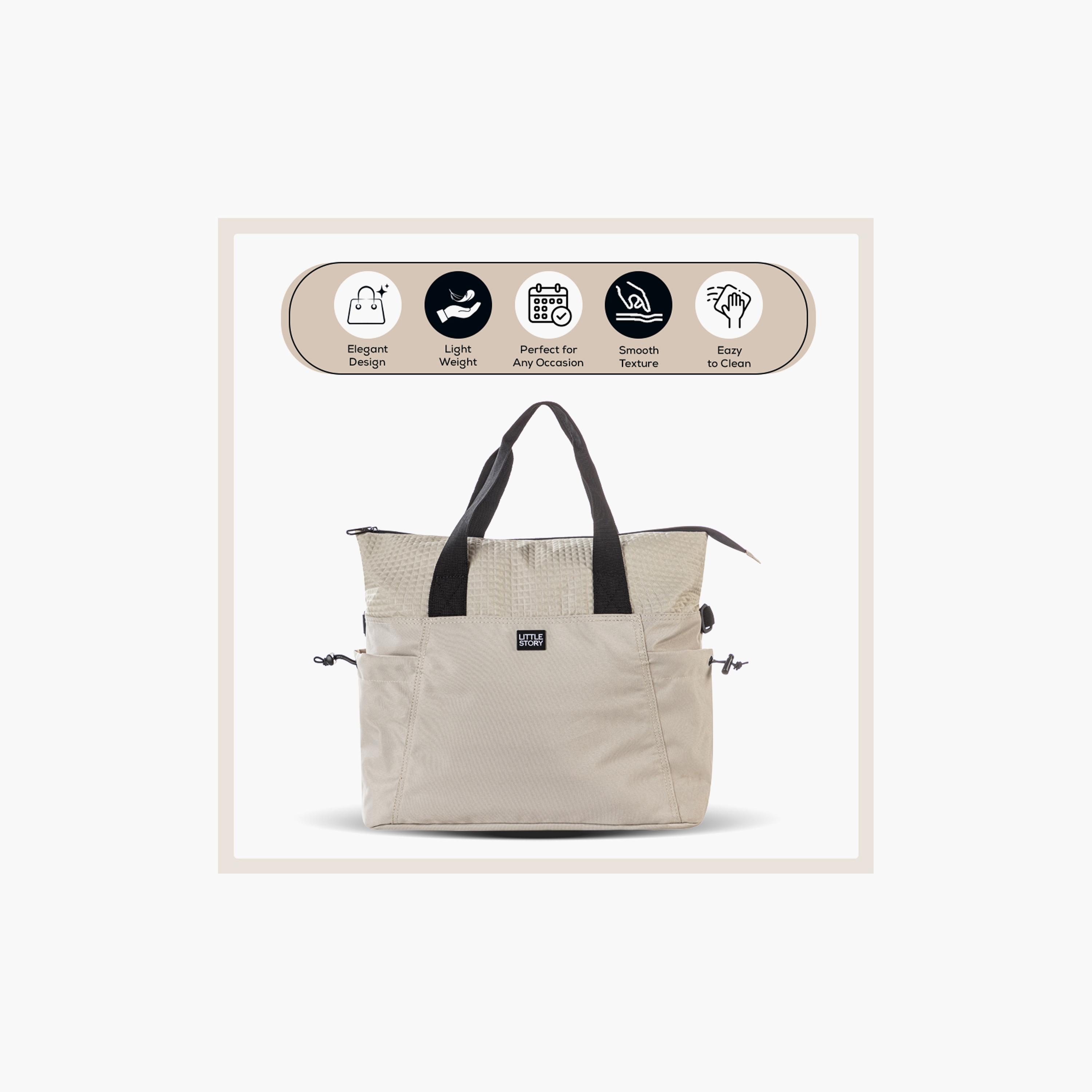Little Story Mommy Diaper Bag with Changing Mat - Beige-baby-gear-diaperbags-image-11