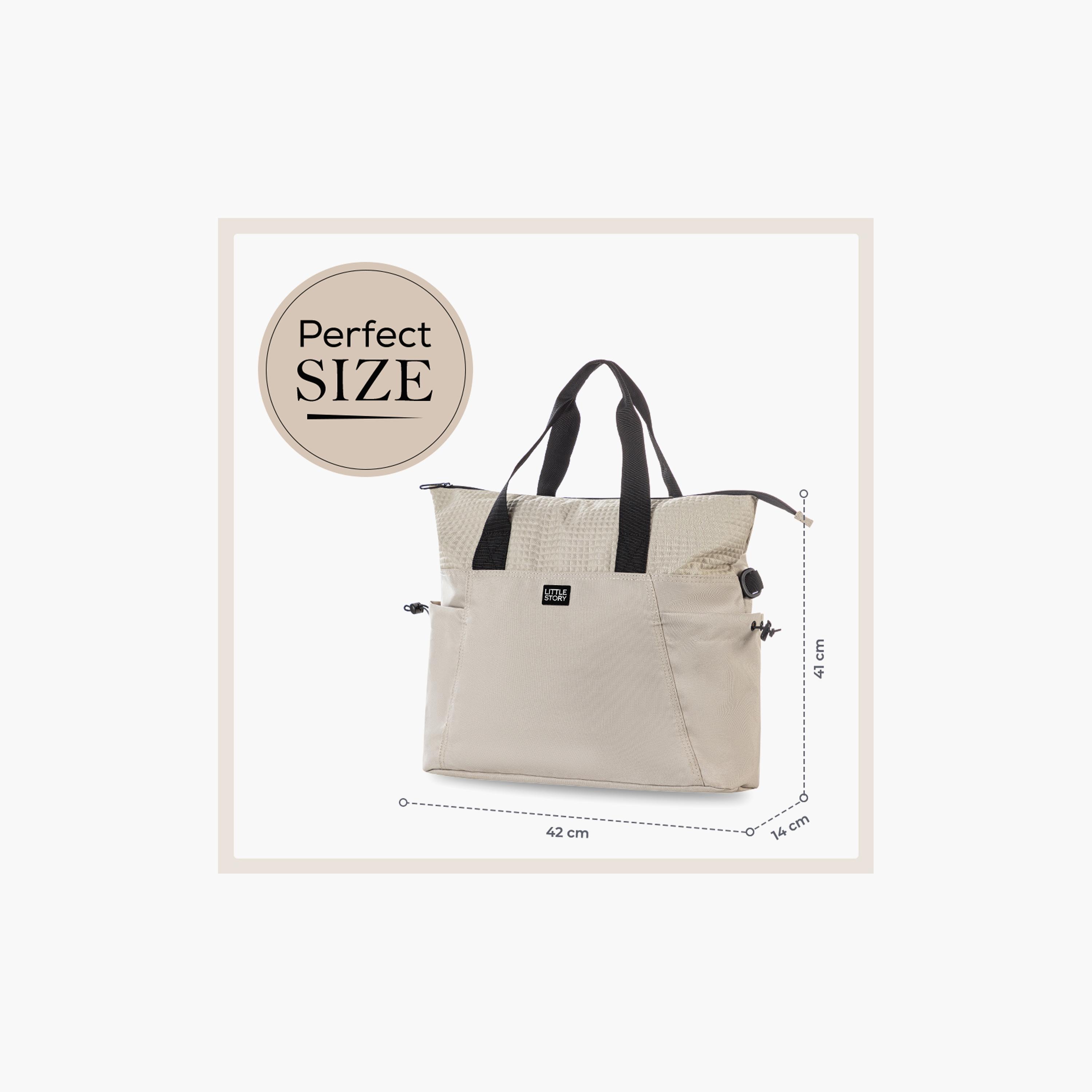 Little Story Mommy Diaper Bag with Changing Mat - Beige-baby-gear-diaperbags-image-4