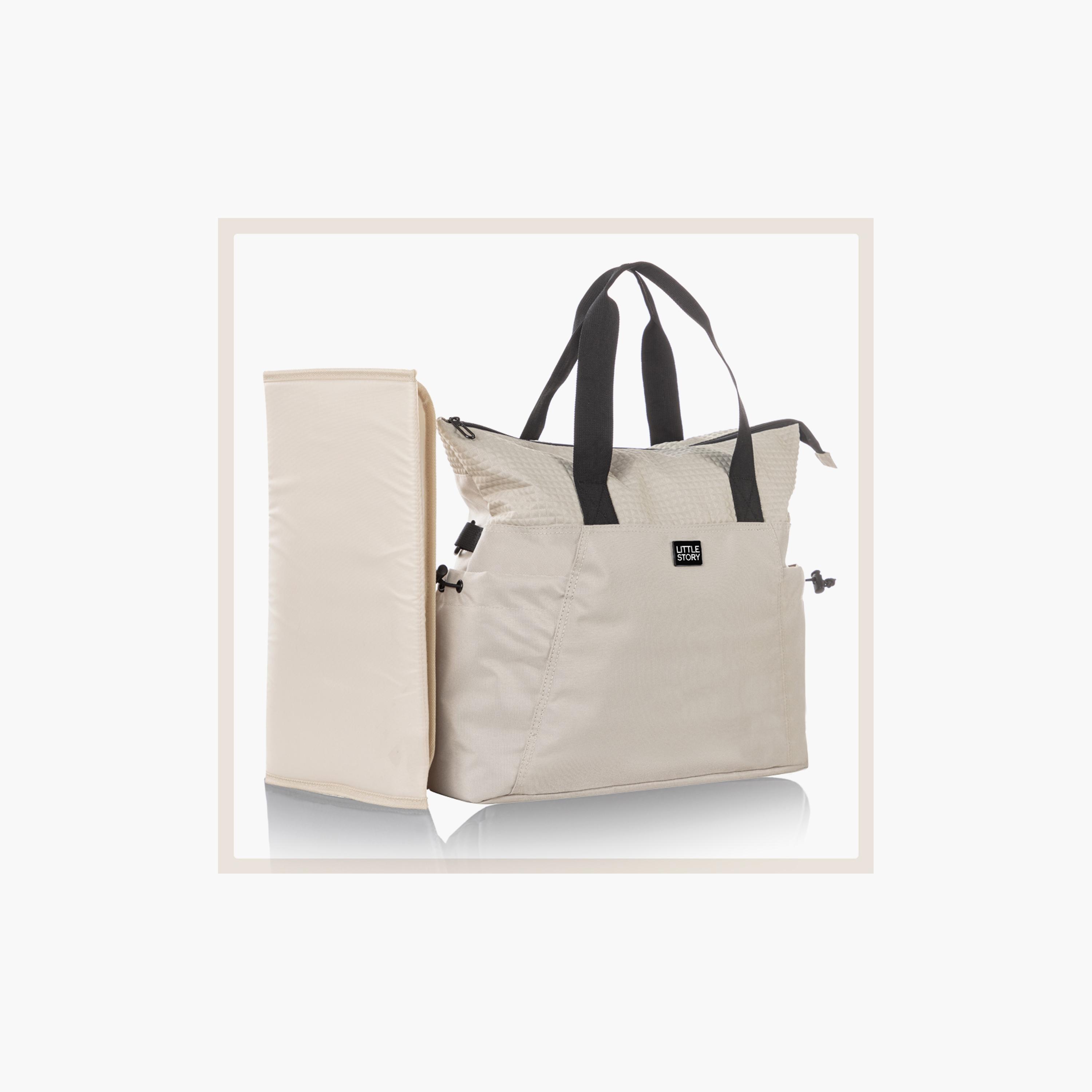Little Story Mommy Diaper Bag with Changing Mat - Beige-baby-gear-diaperbags-image-6