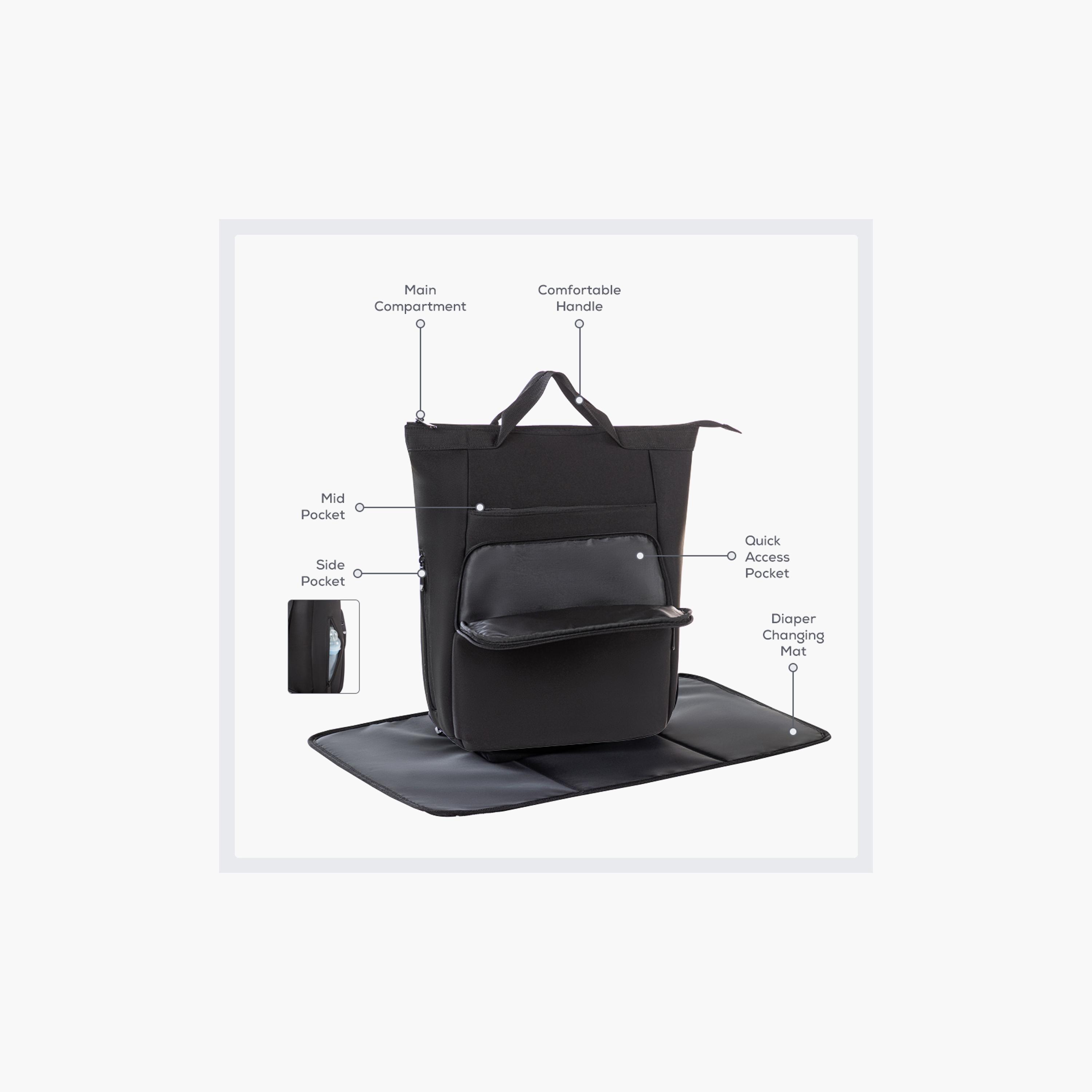 Little Story Mommy Diaper Bag with Changing Mat - Black-baby-diapering-diaperbags-image-10