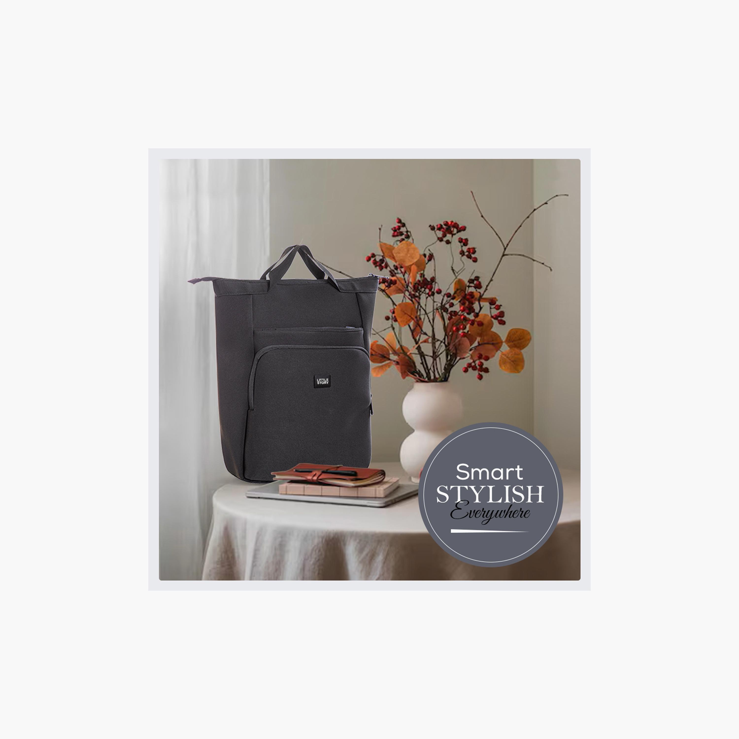 Little Story Mommy Diaper Bag with Changing Mat - Black-baby-diapering-diaperbags-image-3