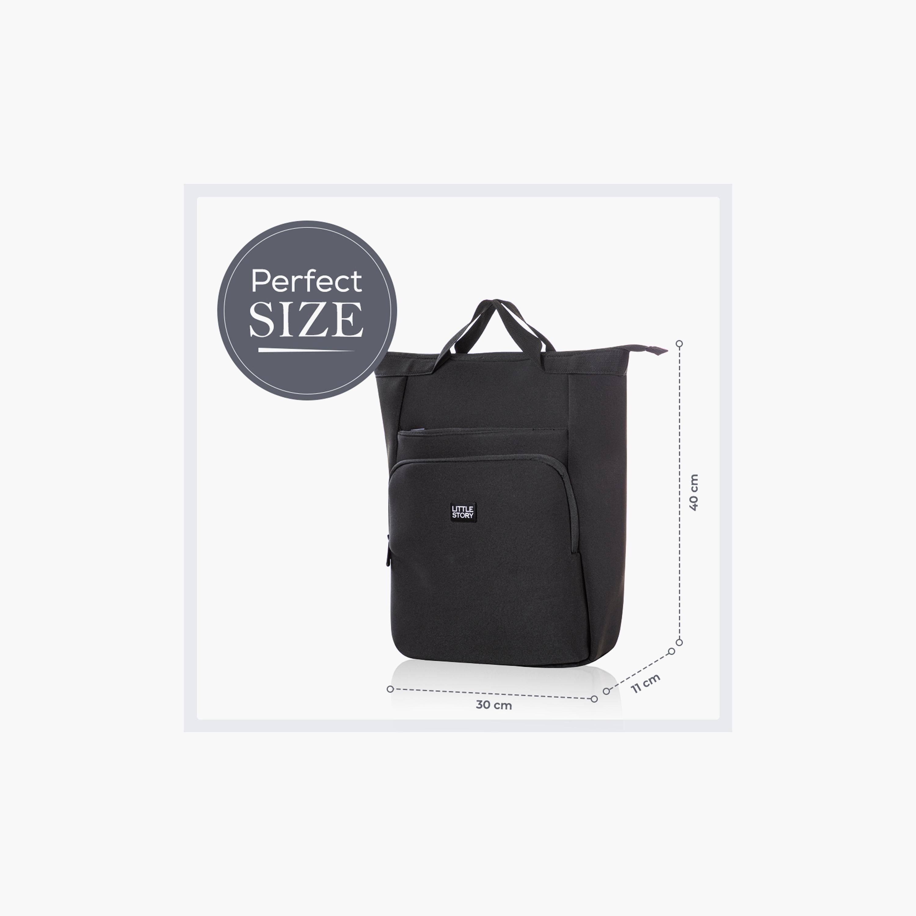 Little Story Mommy Diaper Bag with Changing Mat - Black-baby-diapering-diaperbags-image-4