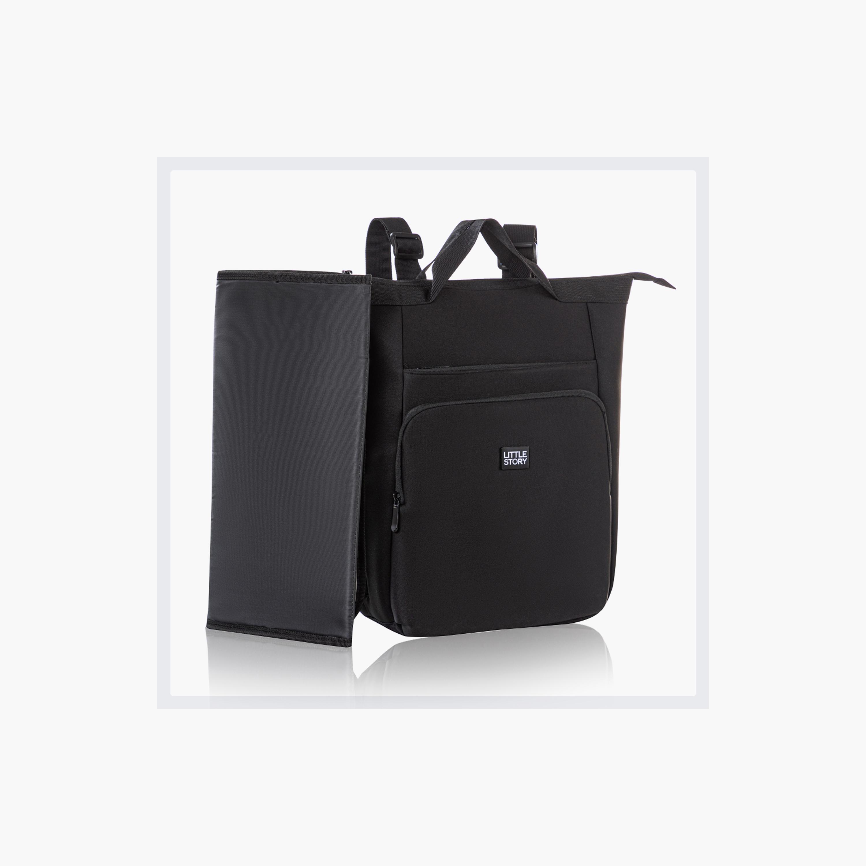 Little Story Mommy Diaper Bag with Changing Mat - Black-baby-diapering-diaperbags-image-6