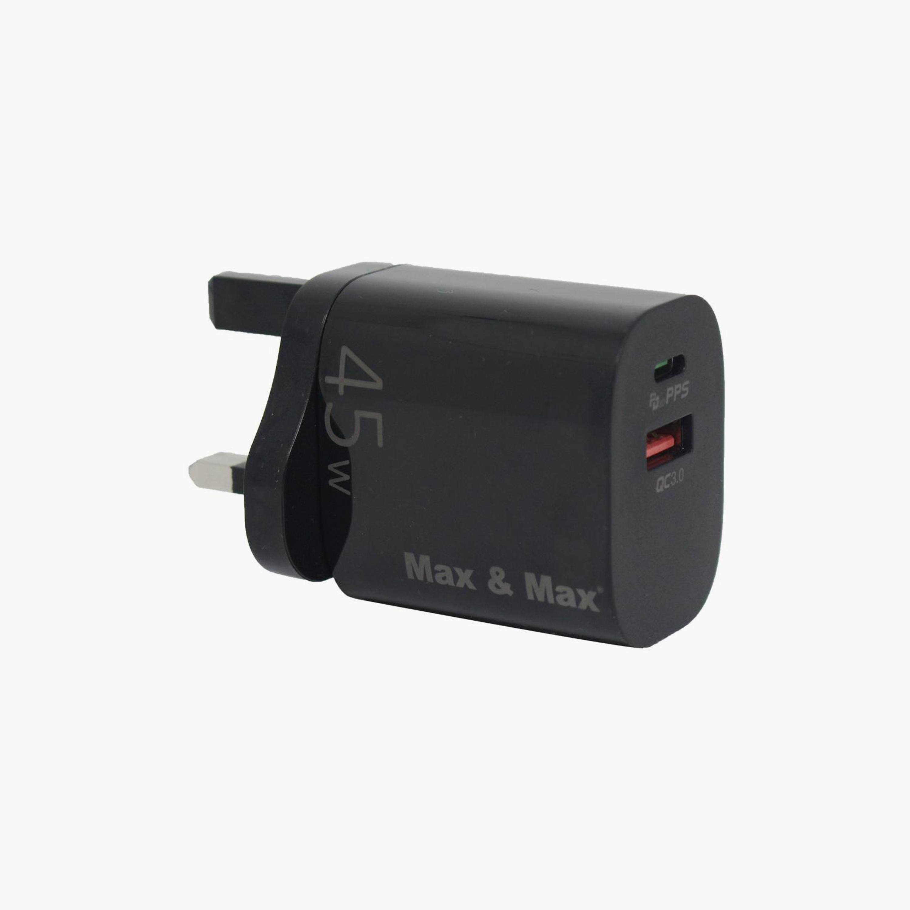 Max & Max Gan Dual Port Charger 45W Black|DCUK45W-B-PROMO_EMAX_AE_ENBD_131026-image-1