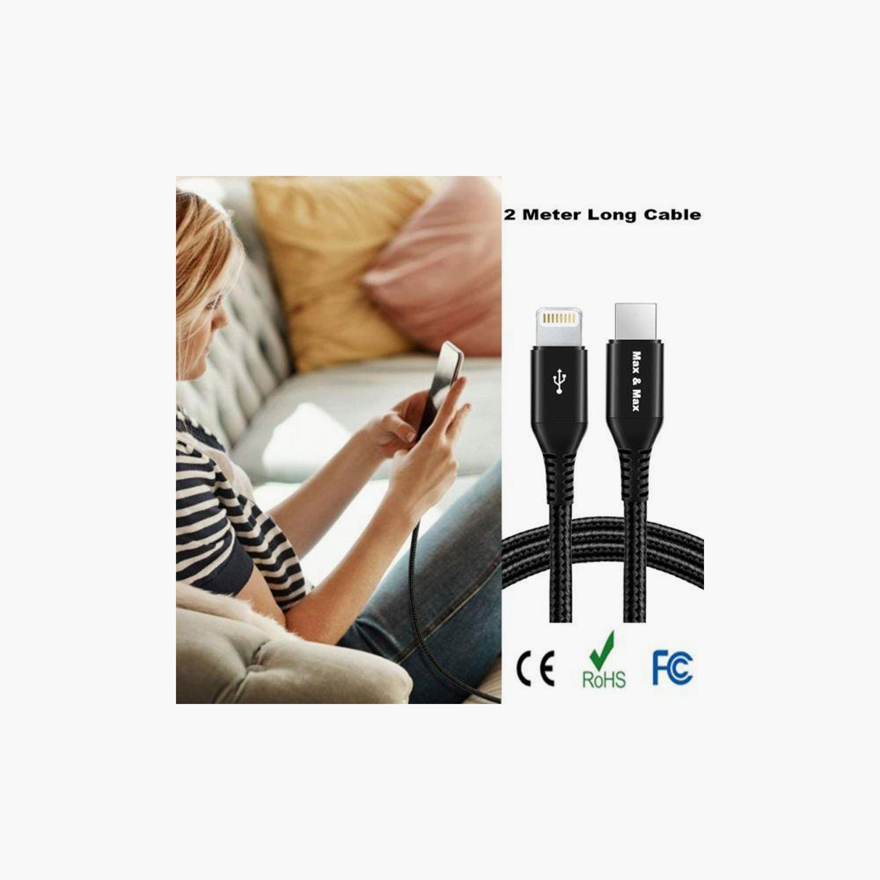 Max & Max USB-C To Lightning Cable 2M Black|MXMFTCLM-PROMO_EMAX_AE_ENBD_131026-image-2