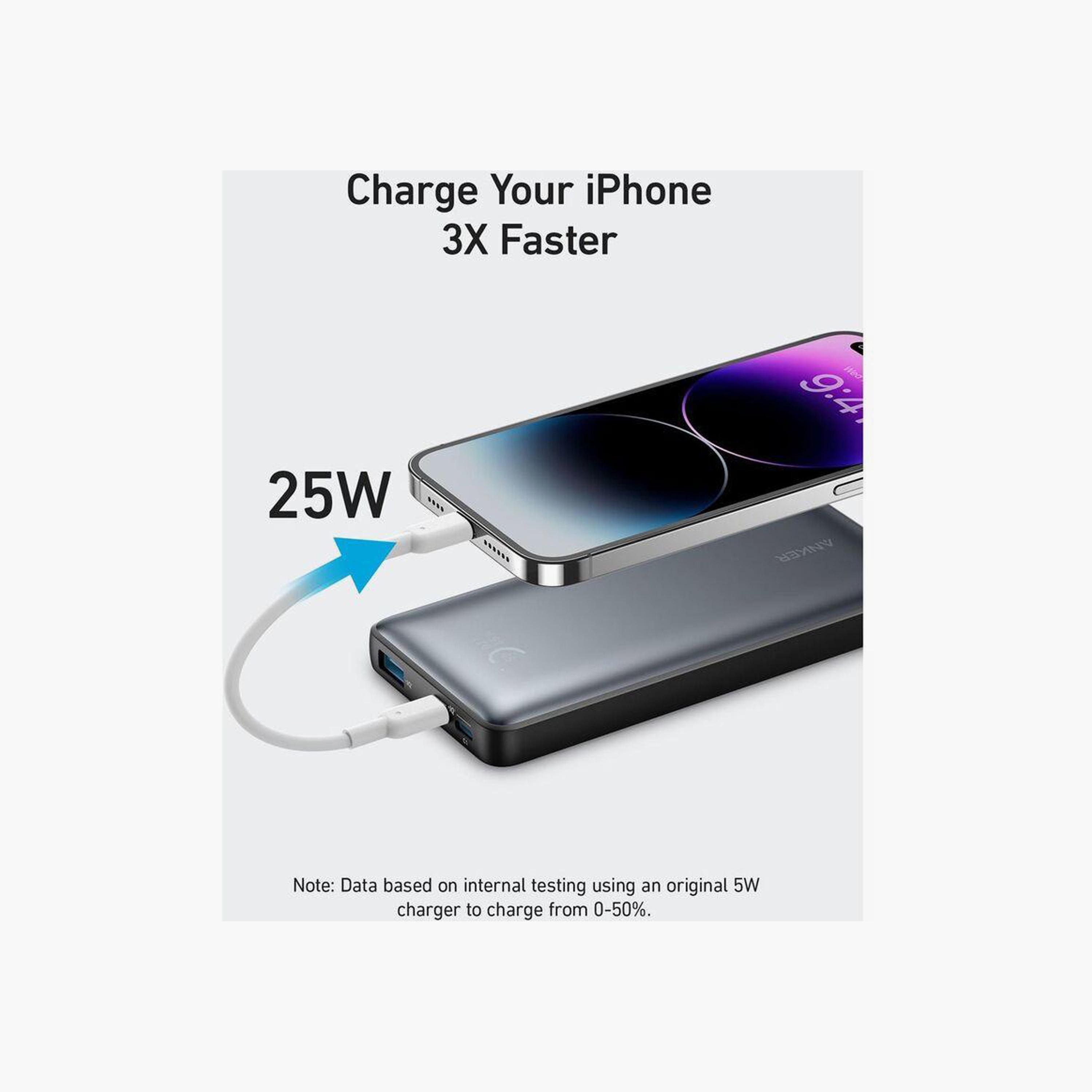 باور بانك أنكر 533 بقوة 10000 مللي أمبير 25 واط أسود | AN.A1249H11.BK-electronics-accessories-mobileaccesories-image-2