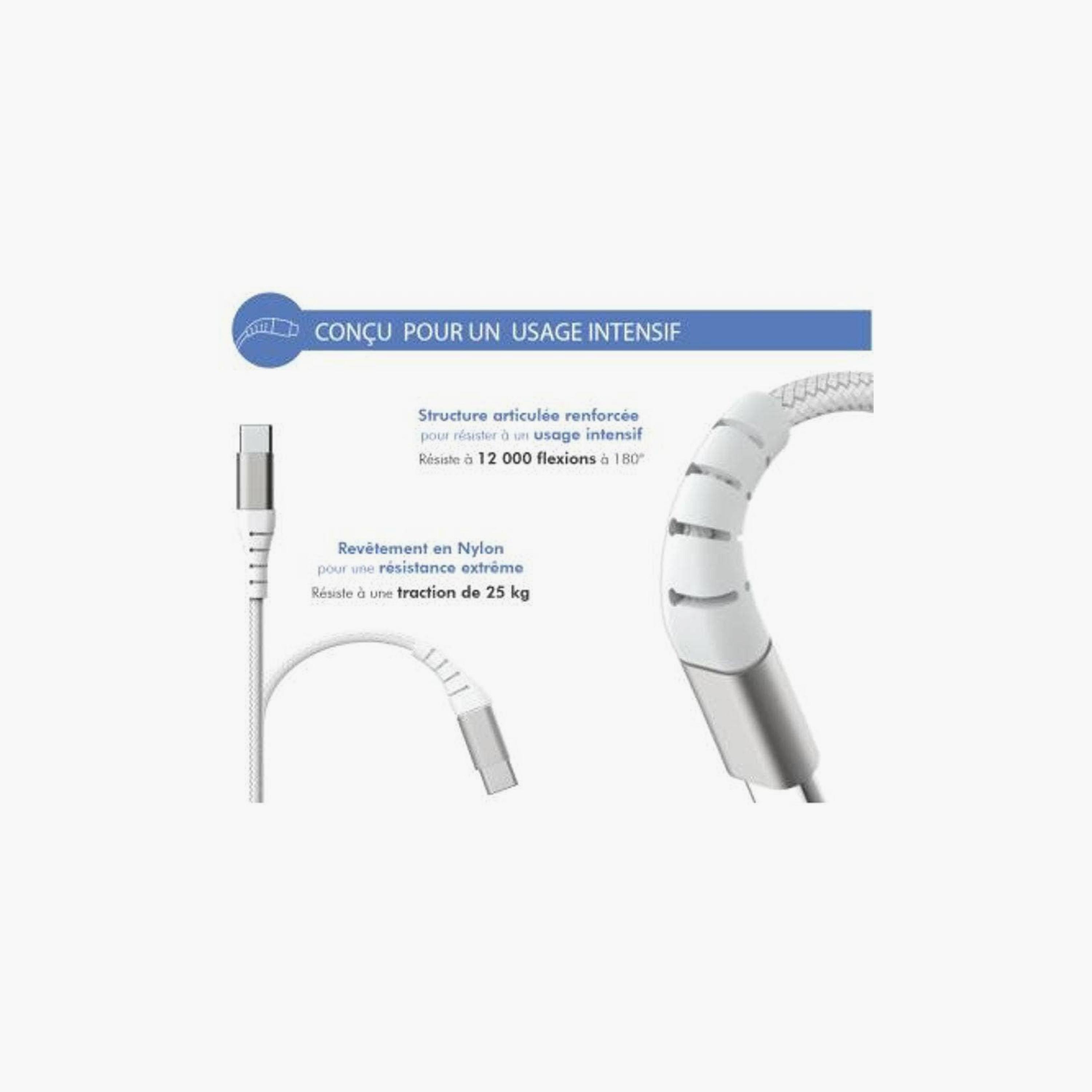 Force USB A-USB C Reinforced Cable 1.2M White|FPLIAC1M2RW-electronics-accessories-mobileaccesories-image-2