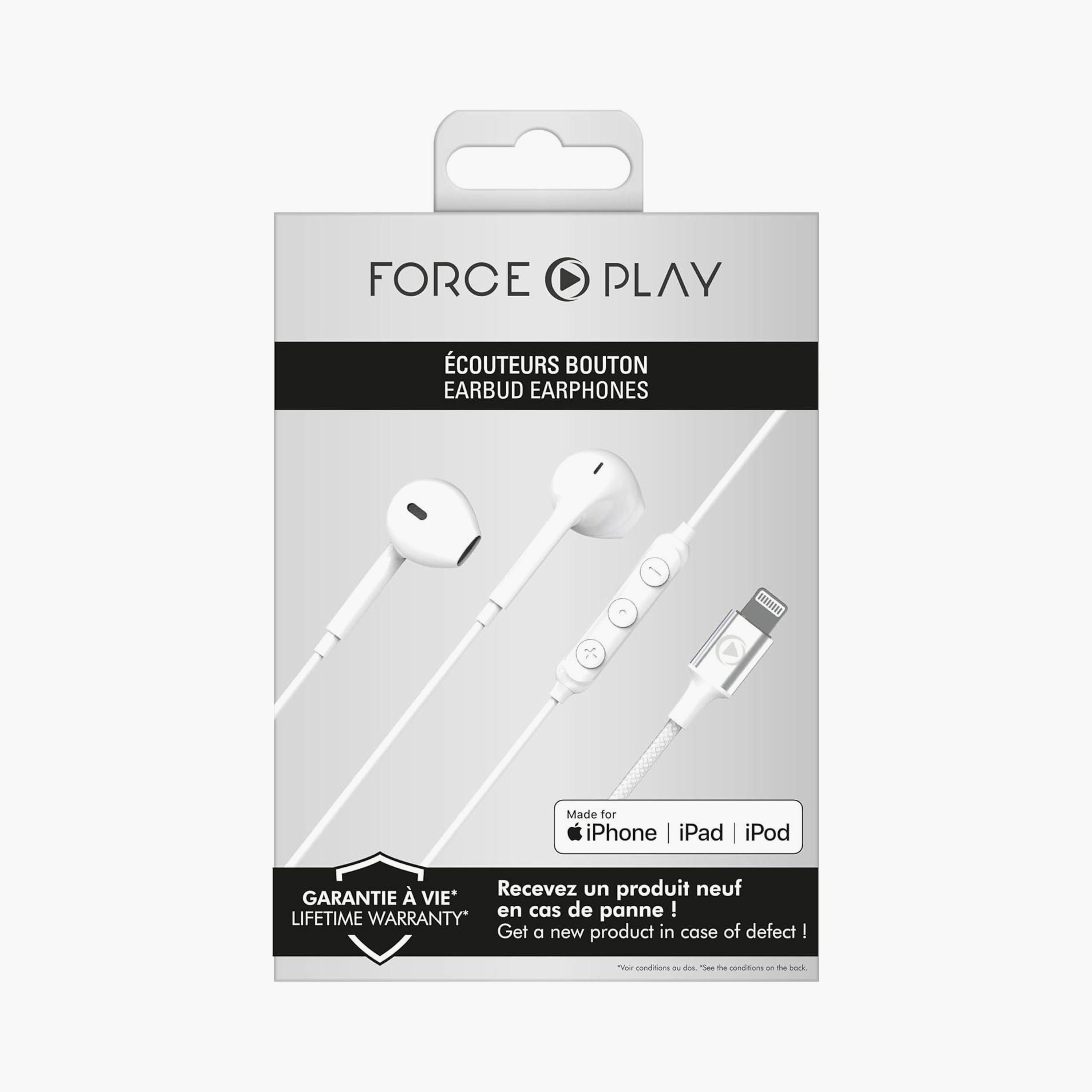 Force Play Lightning Wired Earphones White|FPYKPBOUTONMFIW-electronics-headphonesandearphones-image-2
