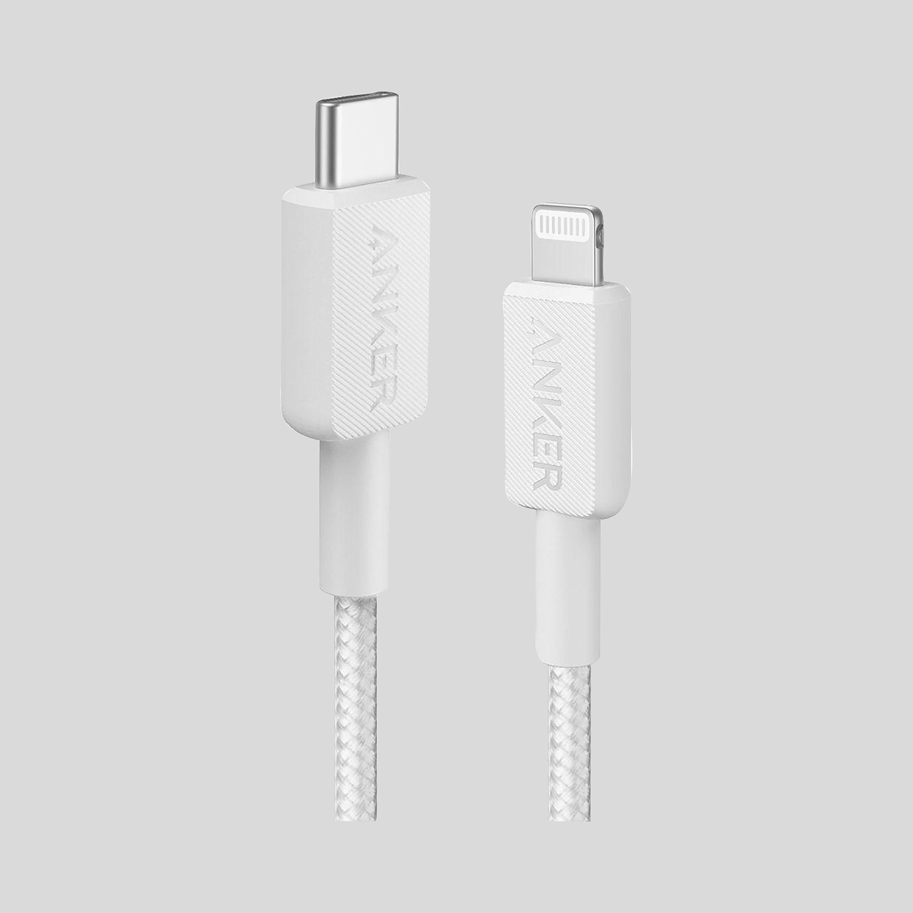 Anker 322 USB-C to Lightning Cable Braided 3ft White|A81B5H21-electronics-accessories-mobileaccesories-image-1