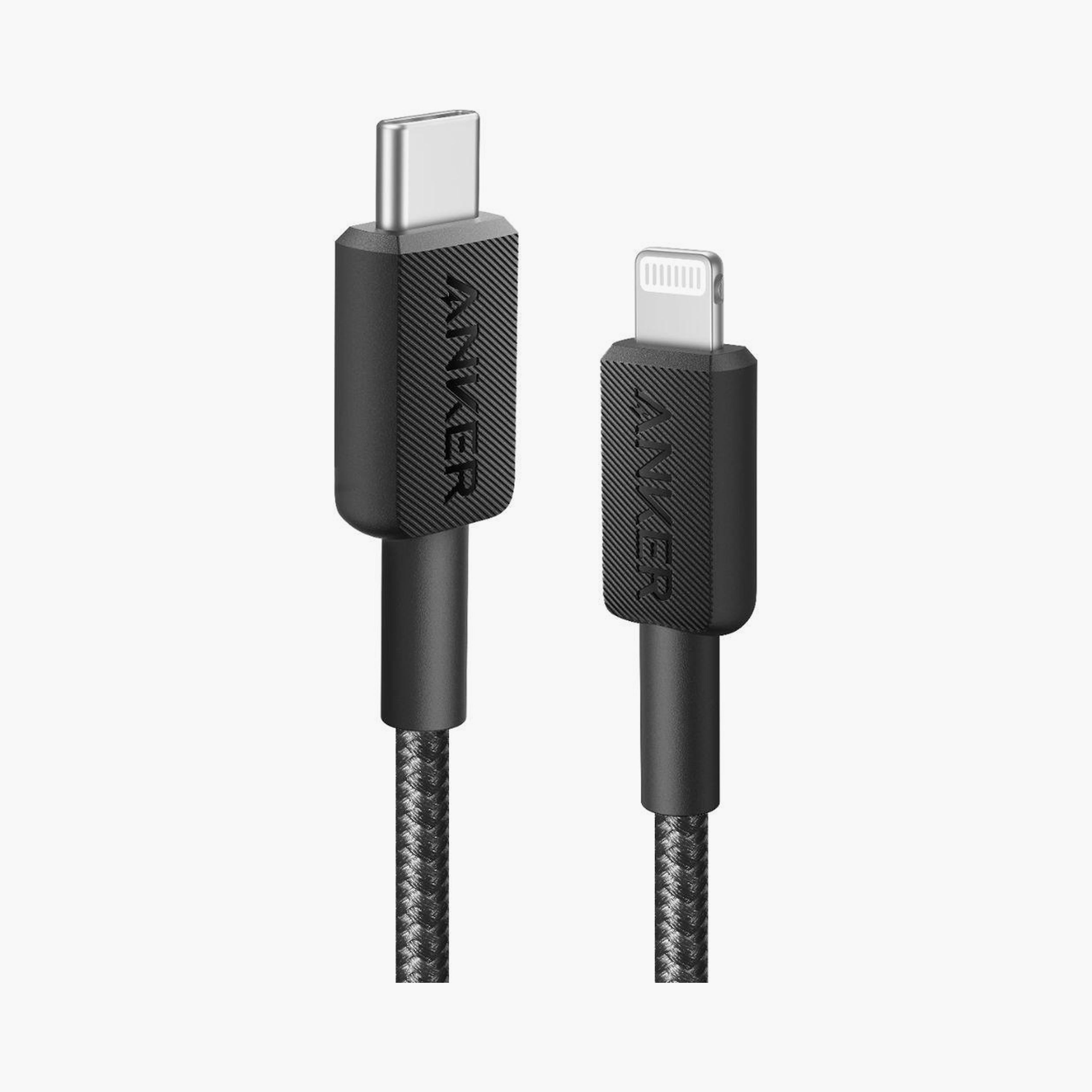 كابل أنكر 322 USB-C إلى لايتنينج مجدول 3 أقدام - أسود | A81B5H11-electronics-accessories-mobileaccesories-image-1