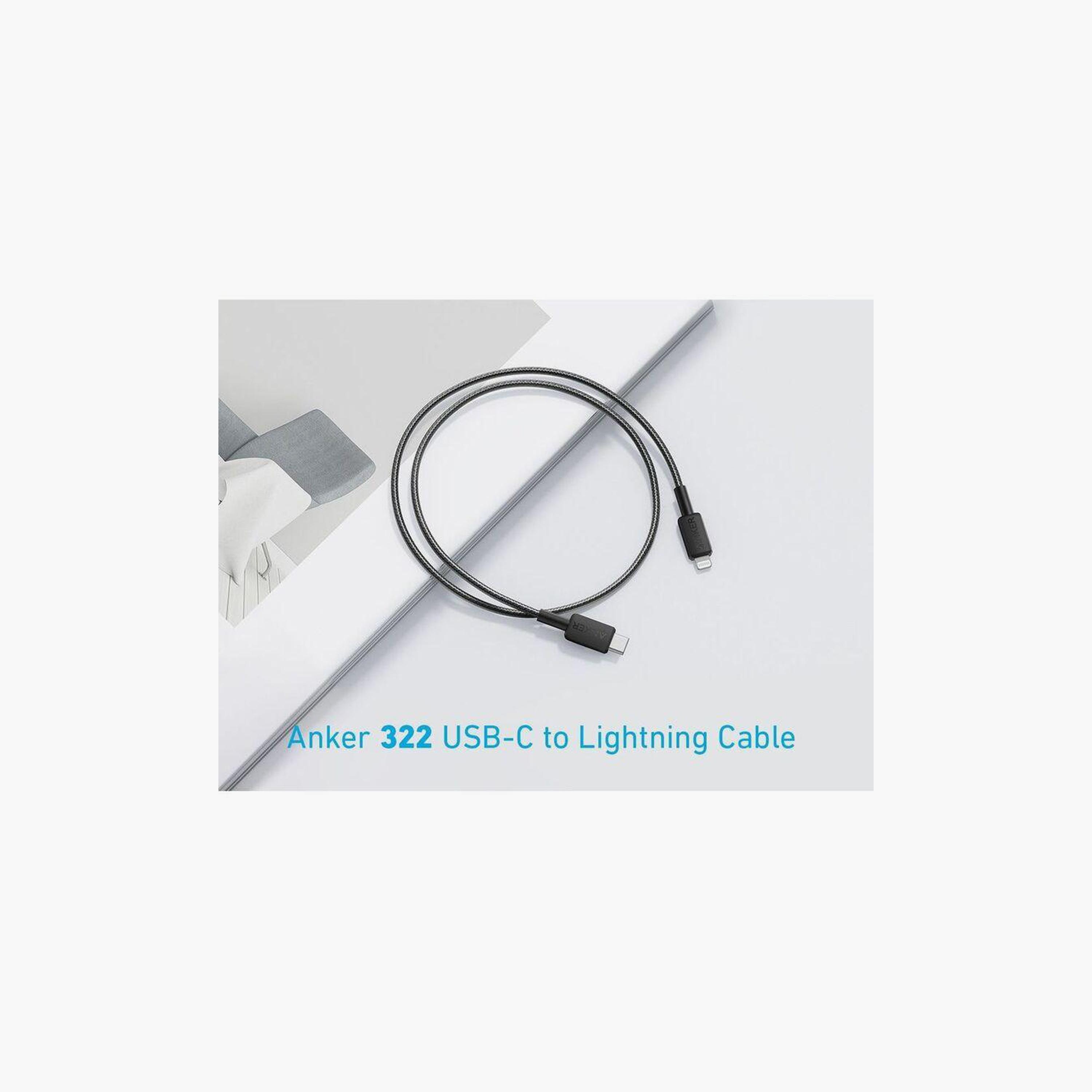 كابل أنكر 322 USB-C إلى لايتنينج مجدول 3 أقدام - أسود | A81B5H11-electronics-accessories-mobileaccesories-image-2