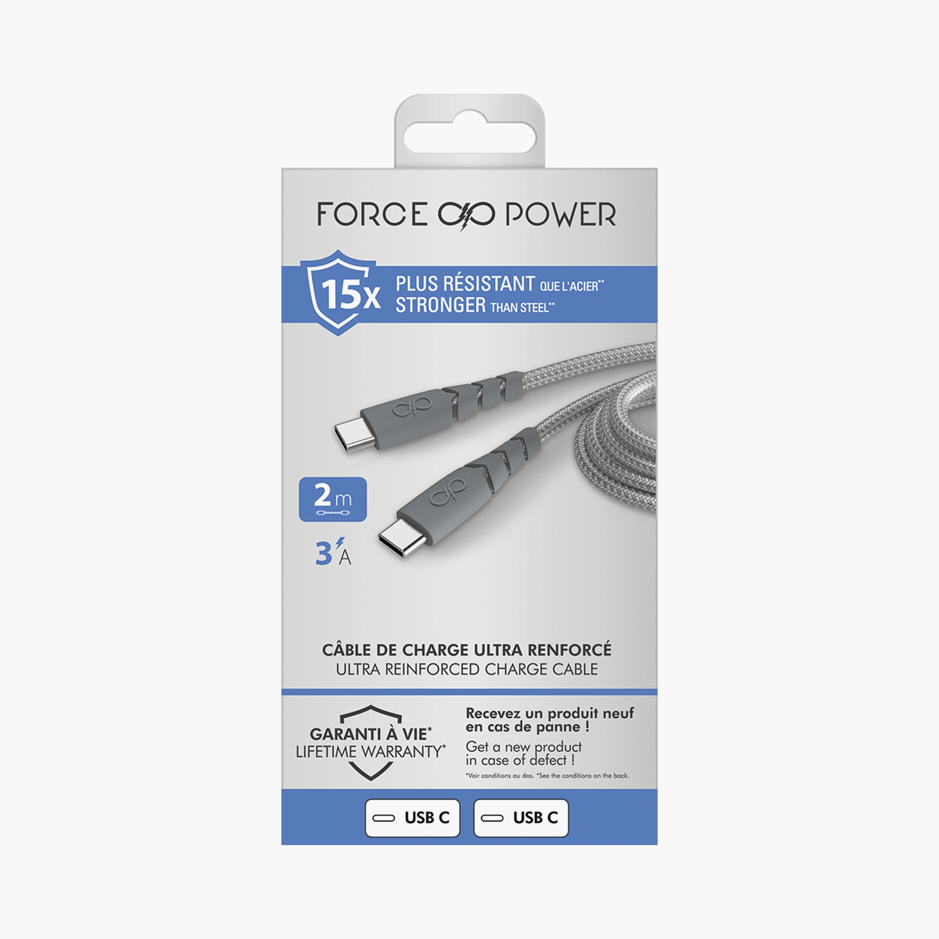 Force Ultra-reinforced USB C-USB C Cable 2M 3A Grey|FPCBLCC2MRG-electronics-accessories-mobileaccesories-image-2