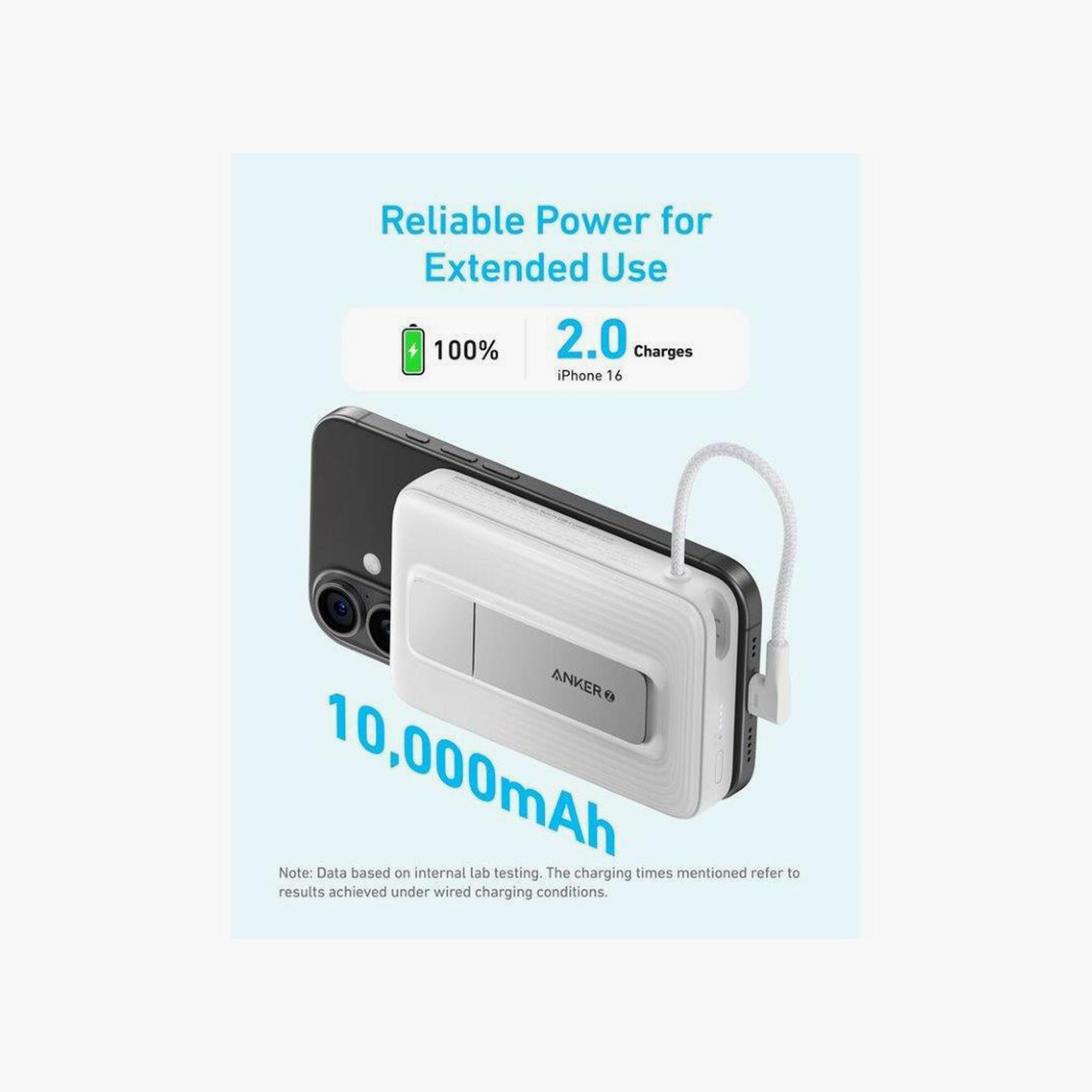 باور بانك أنكر 10000 مللي أمبير مع كابل USB-C مدمج مغناطيسي | A1685H11-electronics-accessories-mobileaccesories-image-3