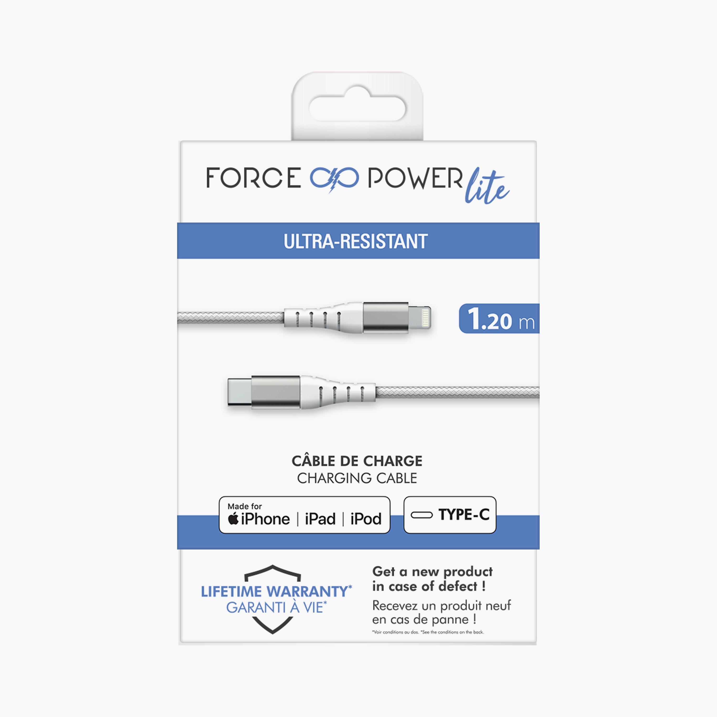 Force Reinforced USB C-Lightning Cable 1.2M 3A White|FPLICMFI1M2RW-electronics-accessories-mobileaccesories-image-2