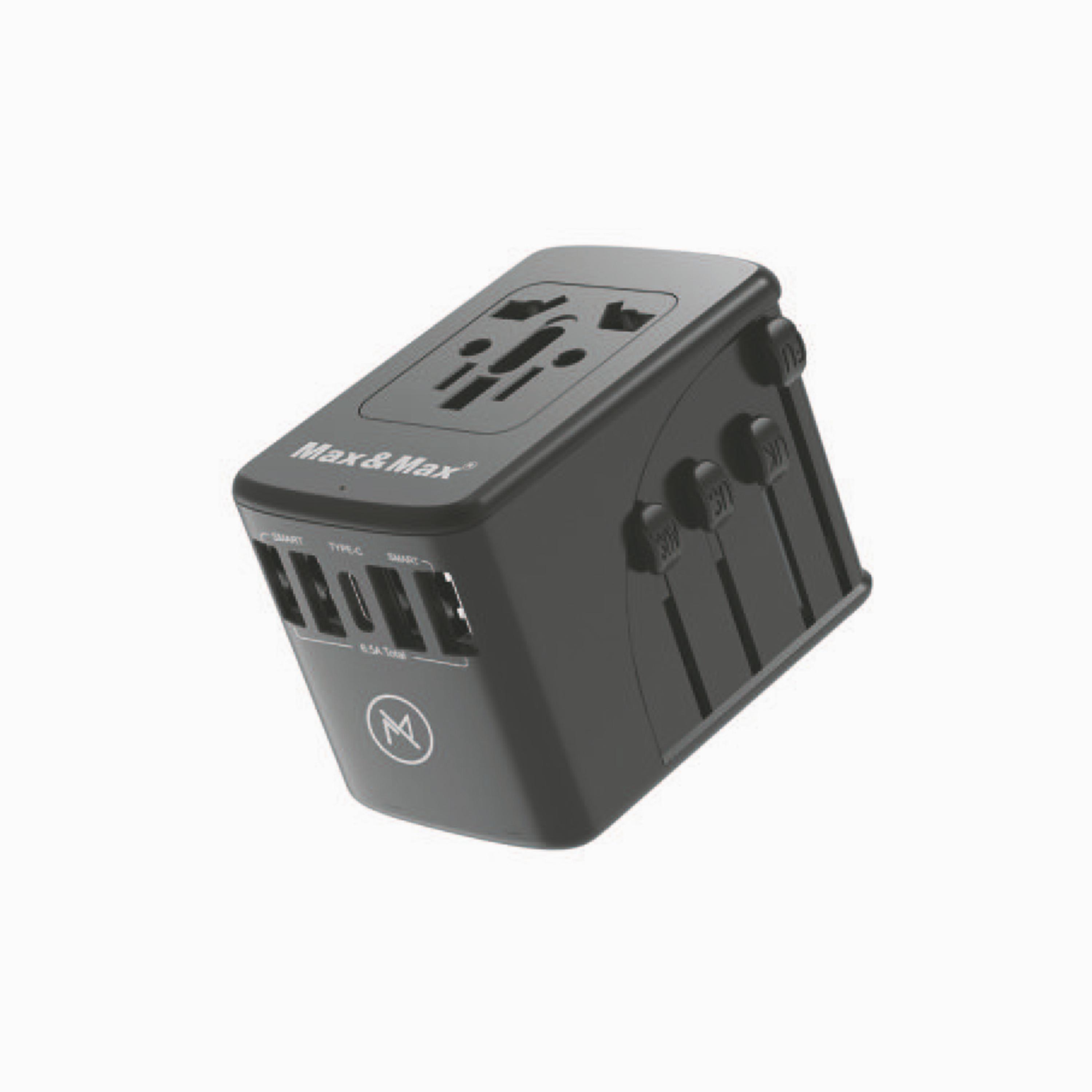 محول سفر عالمي ماكس آند ماكس 32.5 واط (8 أمبير) Type-C + 4 USB | MXUA02-electronics-accessories-mobileaccesories-image-1