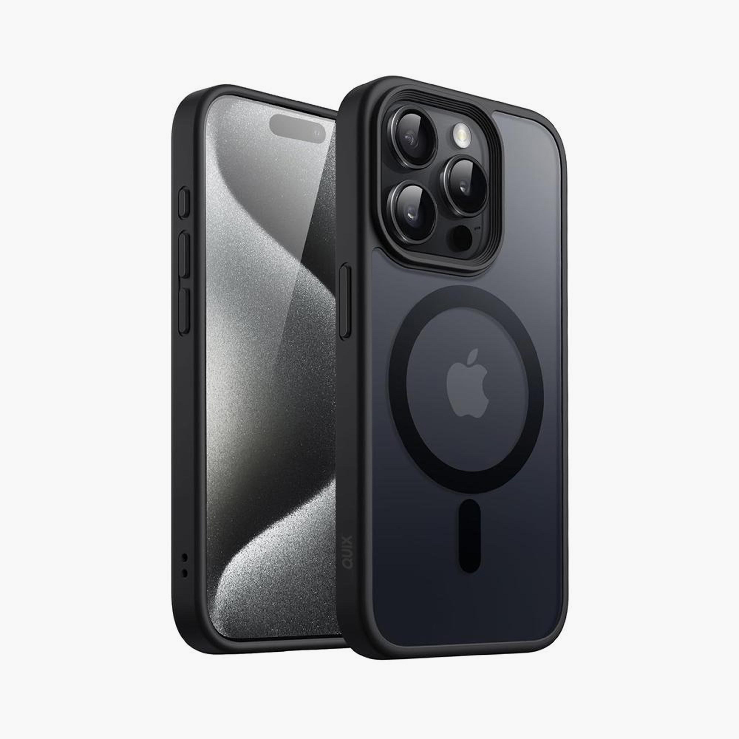 جراب حماية ماج سيف ملون كويكس لهاتف آيفون 15 برو أسود | QMDMSBKC015-electronics-accessories-mobileaccesories-image-1