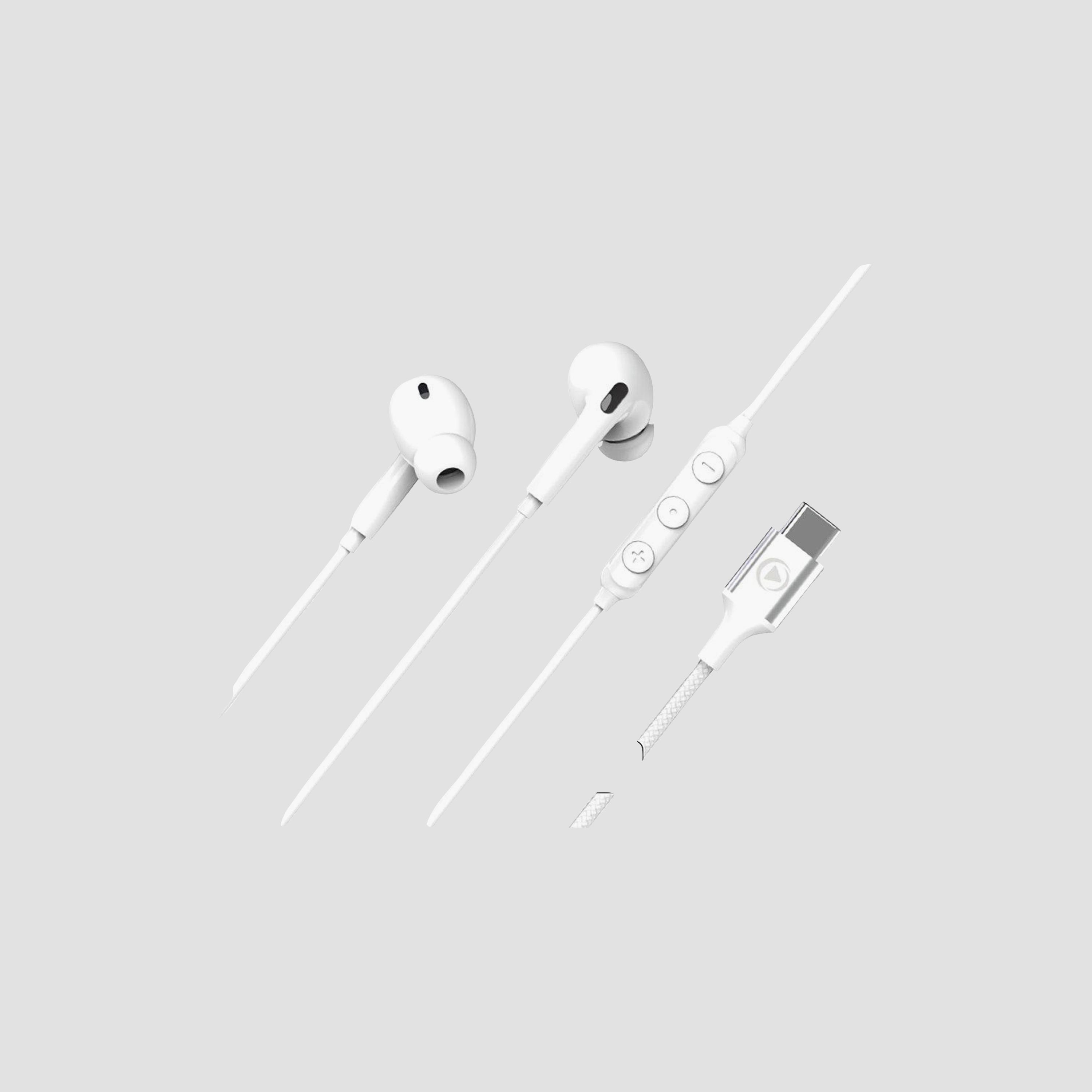 Force Play USB C In-Ear Headphones Reinforced Design White|FPYKPINTRAUSBCW-electronics-headphonesandearphones-image-1