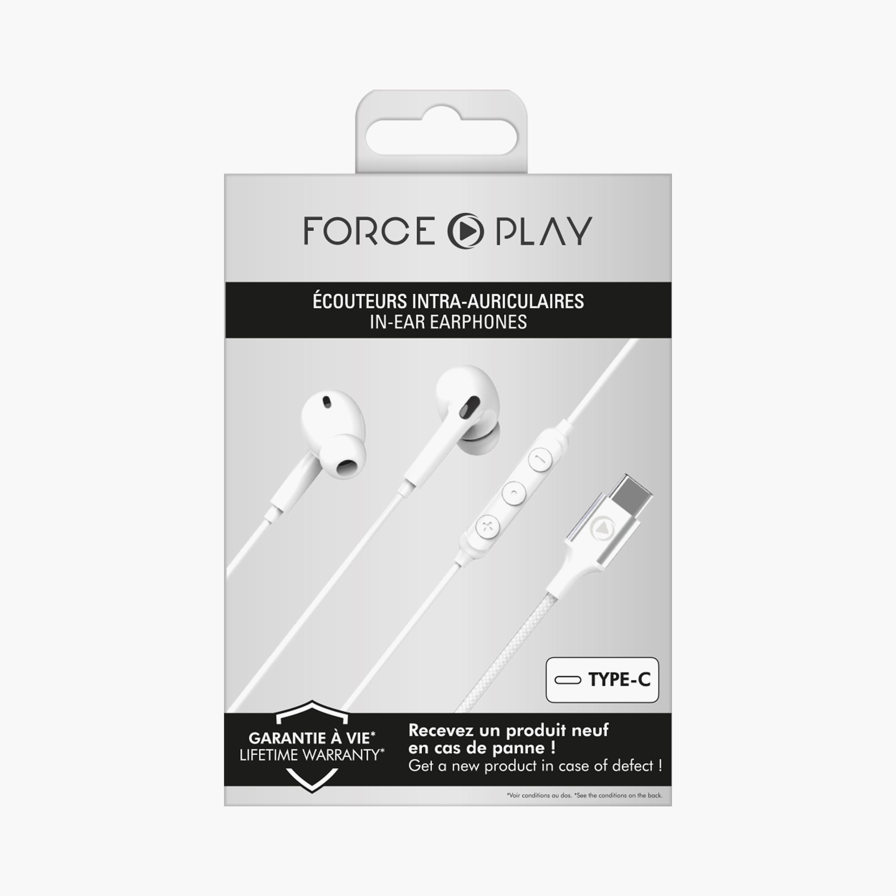 Force Play USB C In-Ear Headphones Reinforced Design White|FPYKPINTRAUSBCW-electronics-headphonesandearphones-image-2