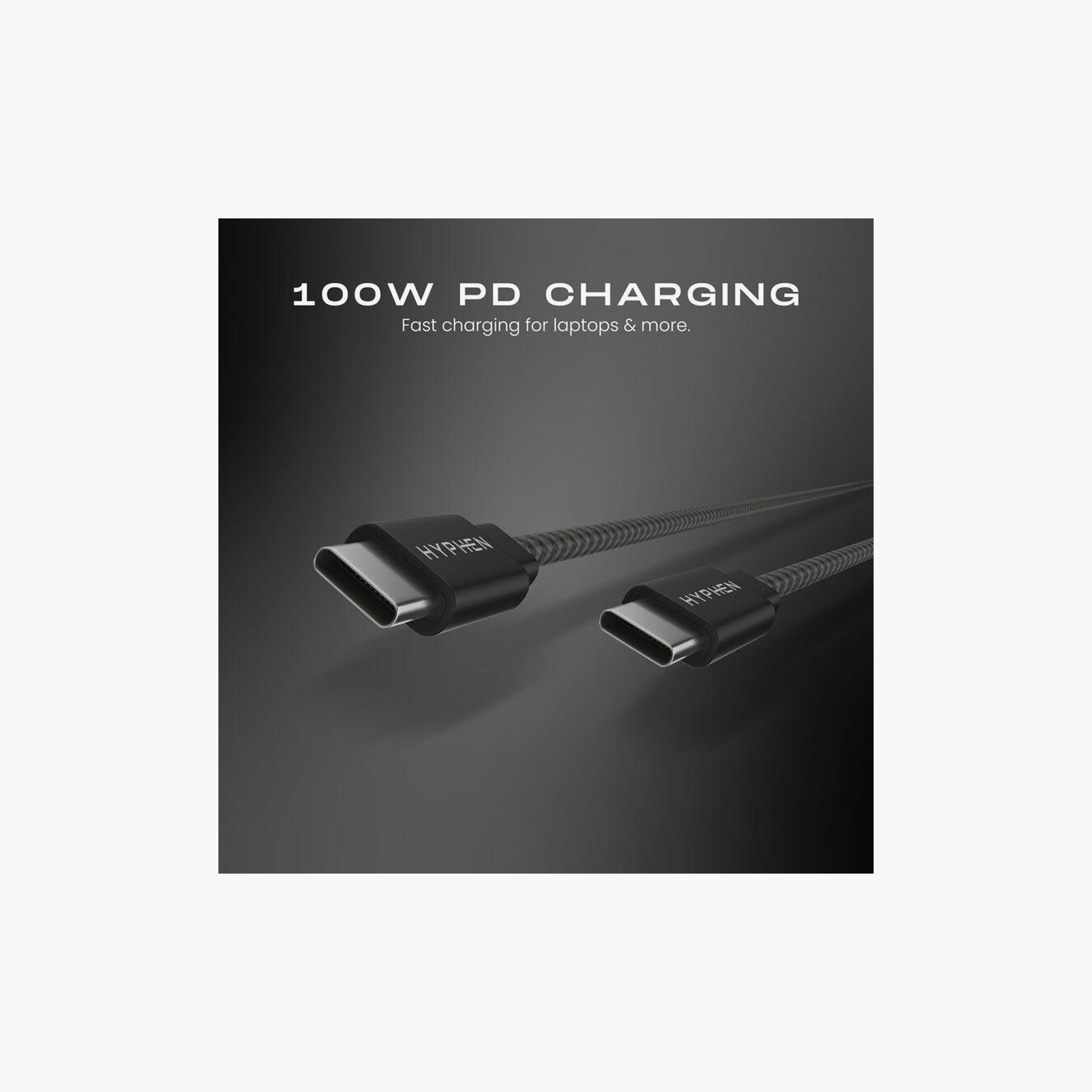 Hyphen Tuf Type-C To Type-C Nylon Braid Cable 100W Black 3M|HCB-C3100W4718-electronics-accessories-mobileaccesories-image-4