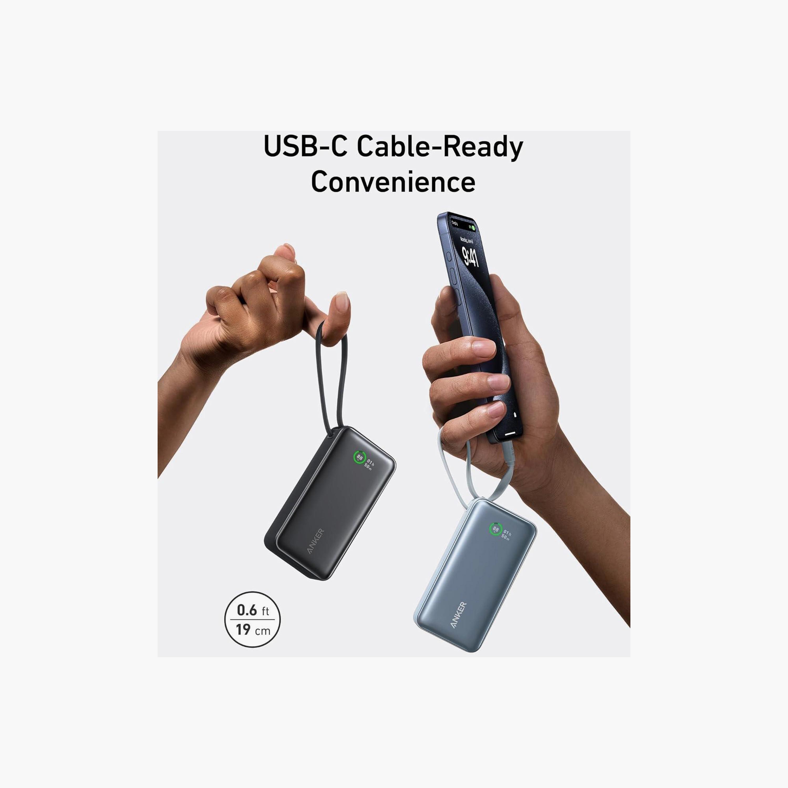 باور بانك أنكر نانو 10000 مللي أمبير 30 واط مع كابل USB-C مدمج أسود | AN.A1259H11.BK-electronics-accessories-mobileaccesories-image-3