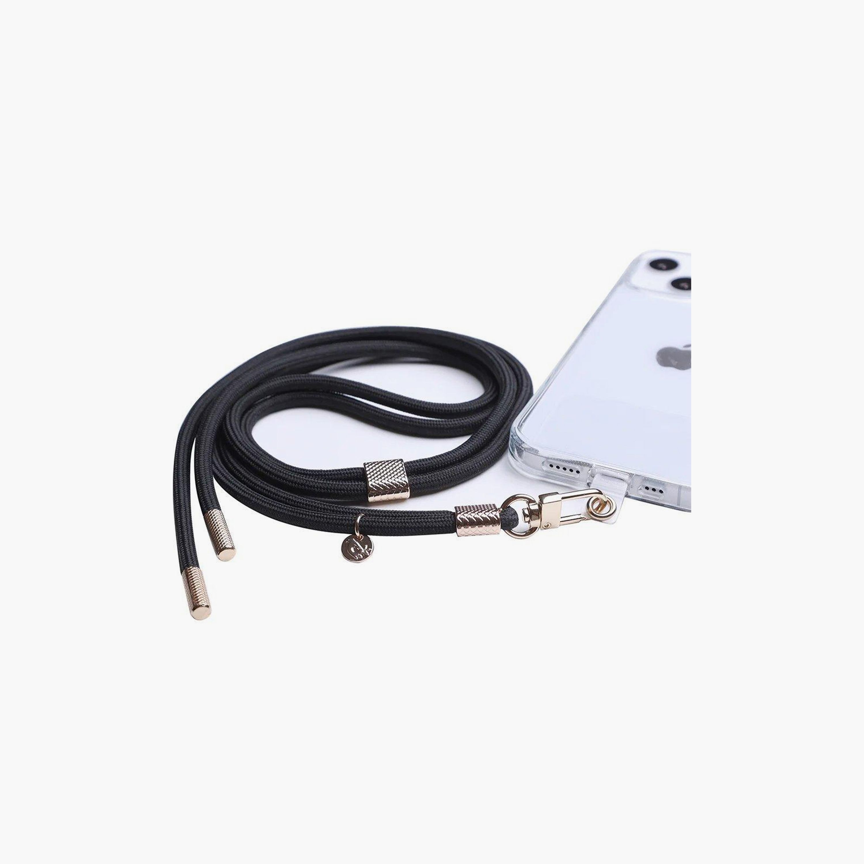 Quix Mobile Smart Strap Black Lanyard With Gold Metal Strap Lock|SSBCLGL0007-electronics-accessories-mobileaccesories-image-1
