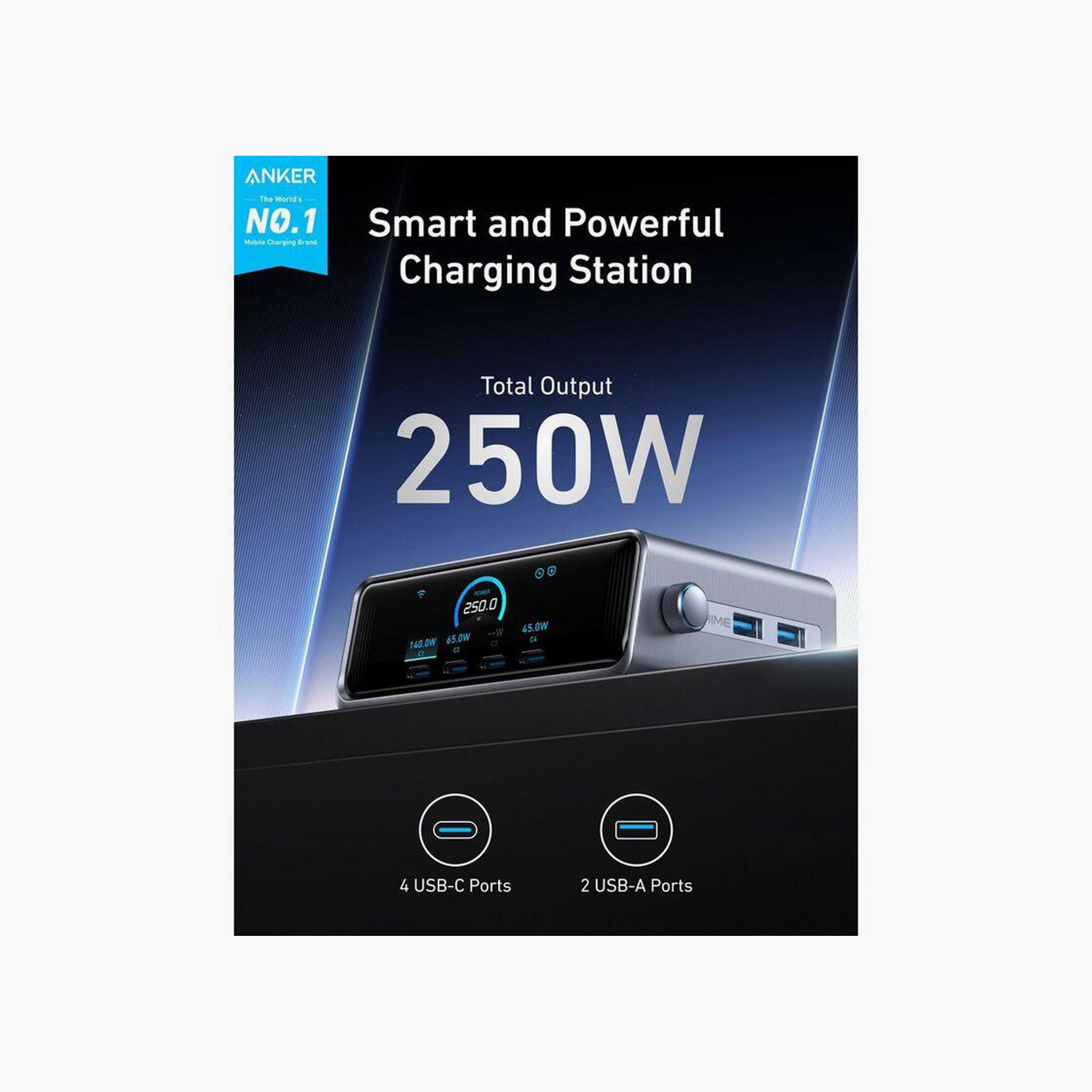Anker Prime 250W Smart Ultra Powerful Desktop Charger 6-Ports Silver|A2345241-electronics-accessories-mobileaccesories-image-2