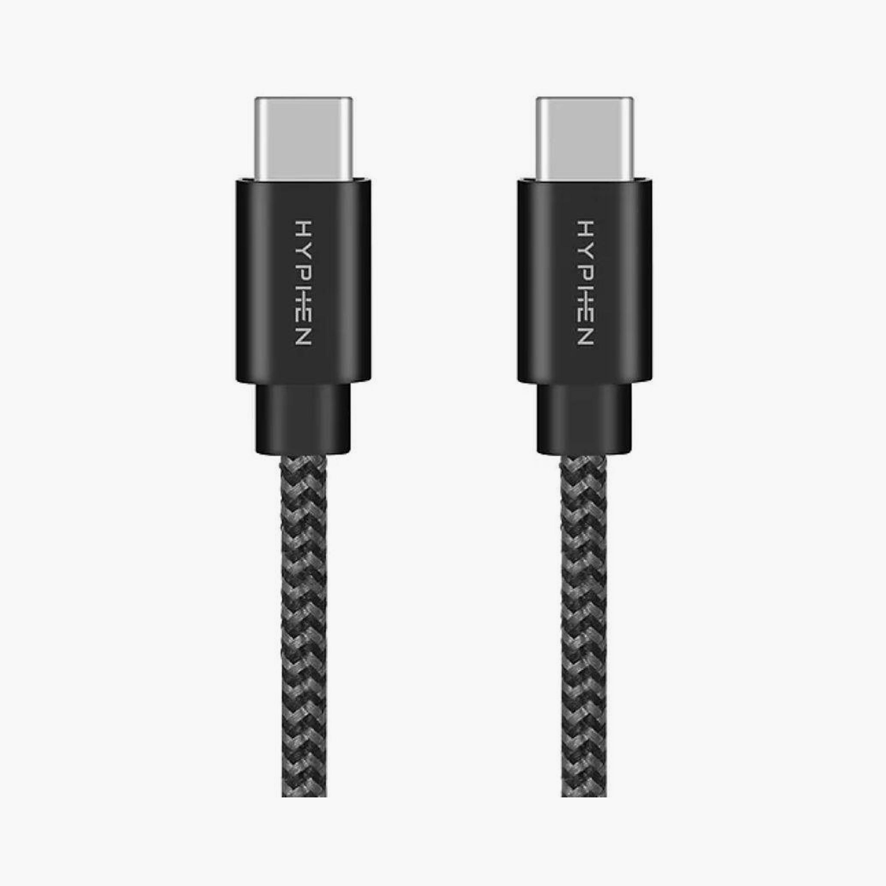 كابل هايفن تف Type-C إلى Type-C نايلون مجدول 100 واط أسود 30 سم | HCB-C03100W4701-electronics-accessories-mobileaccesories-image-1