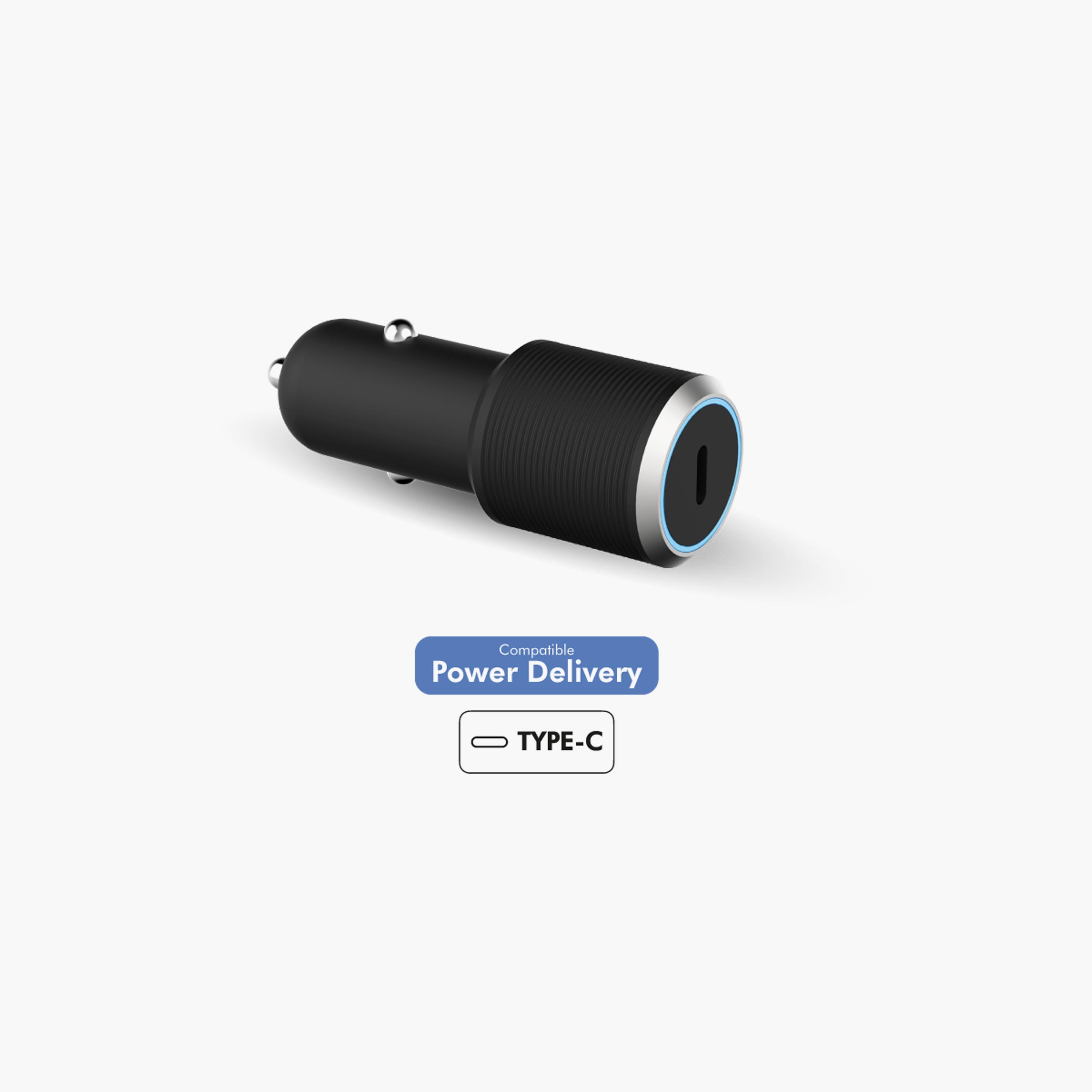 Force Power Lite USB C PD 25W Power Delivery Car Charger Black|FPLICAC1C25WPDB-electronics-accessories-mobileaccesories-image-1