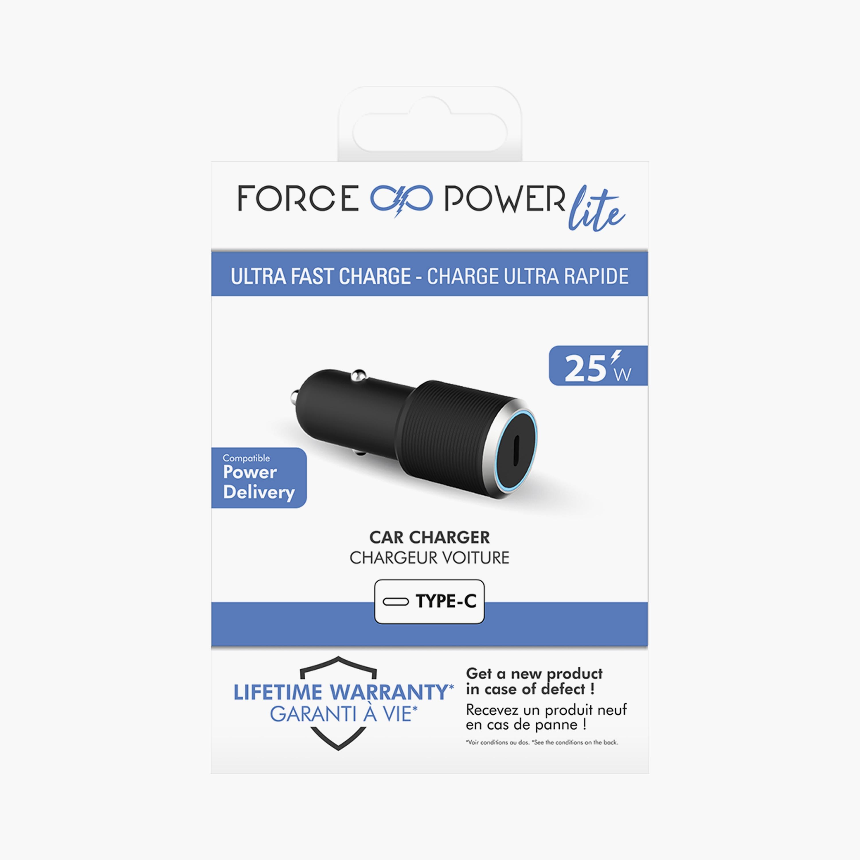 Force Power Lite USB C PD 25W Power Delivery Car Charger Black|FPLICAC1C25WPDB-electronics-accessories-mobileaccesories-image-2