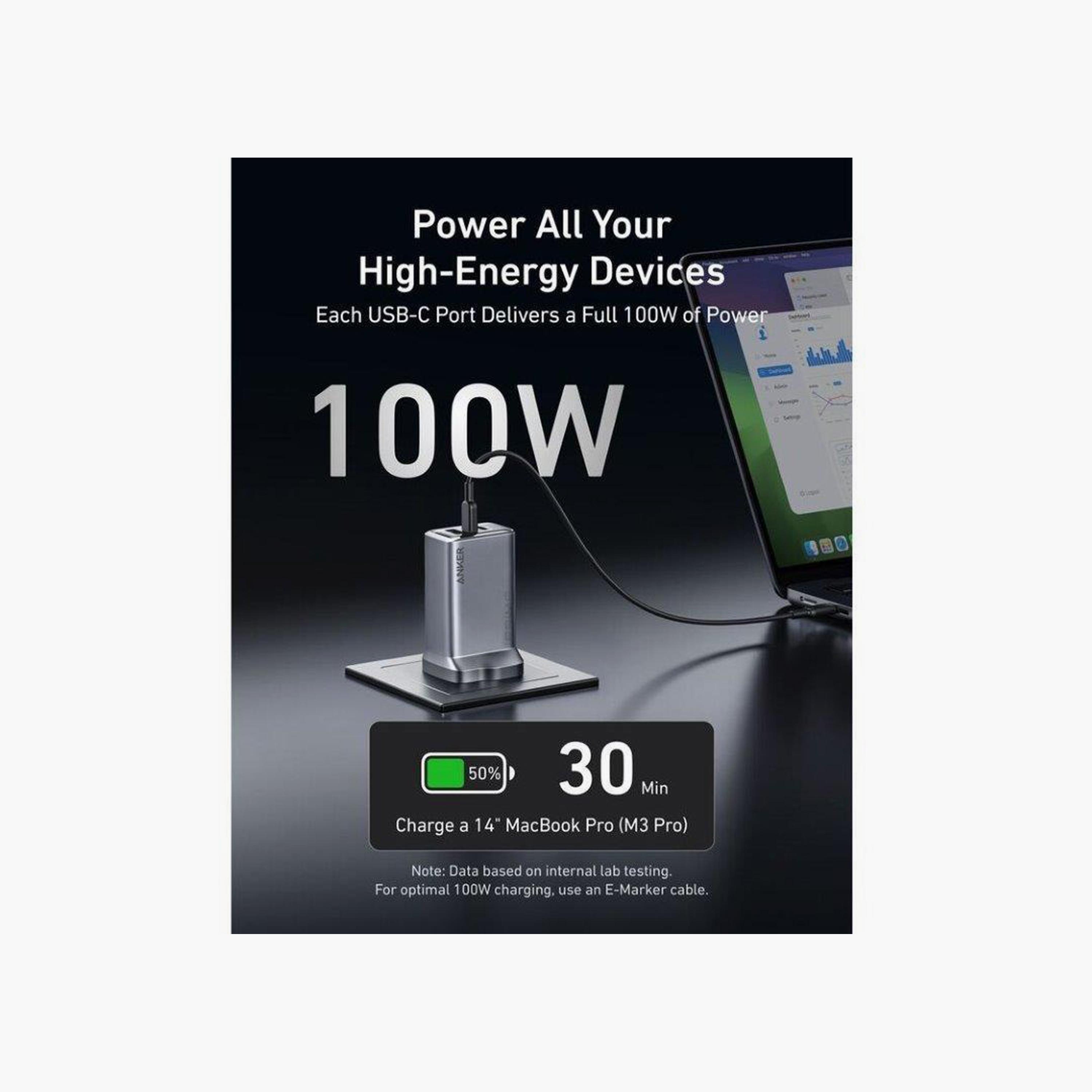 Anker Prime 100W GaN Charger with 3 Ports Silver Fast Charging Adapter|A2688241-electronics-accessories-mobileaccesories-image-3