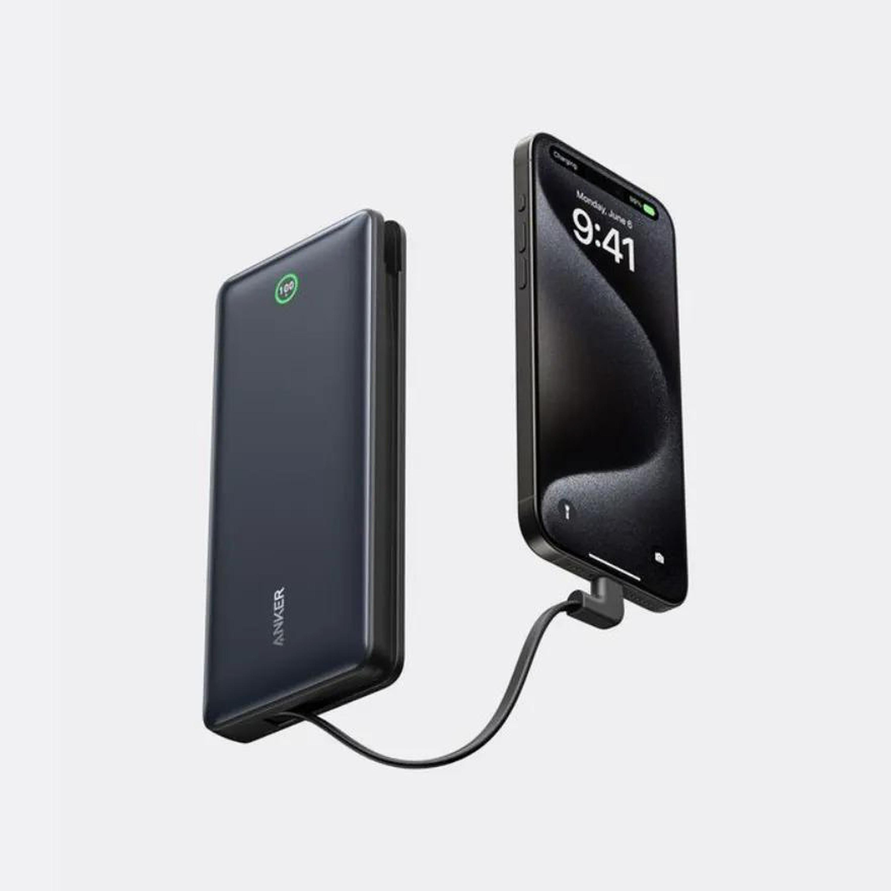 باور بانك أنكر نانو 20000 مللي أمبير 30 واط مع كابل USB سي مدمج وشاشة سوداء | A1387H11-electronics-accessories-mobileaccesories-image-2