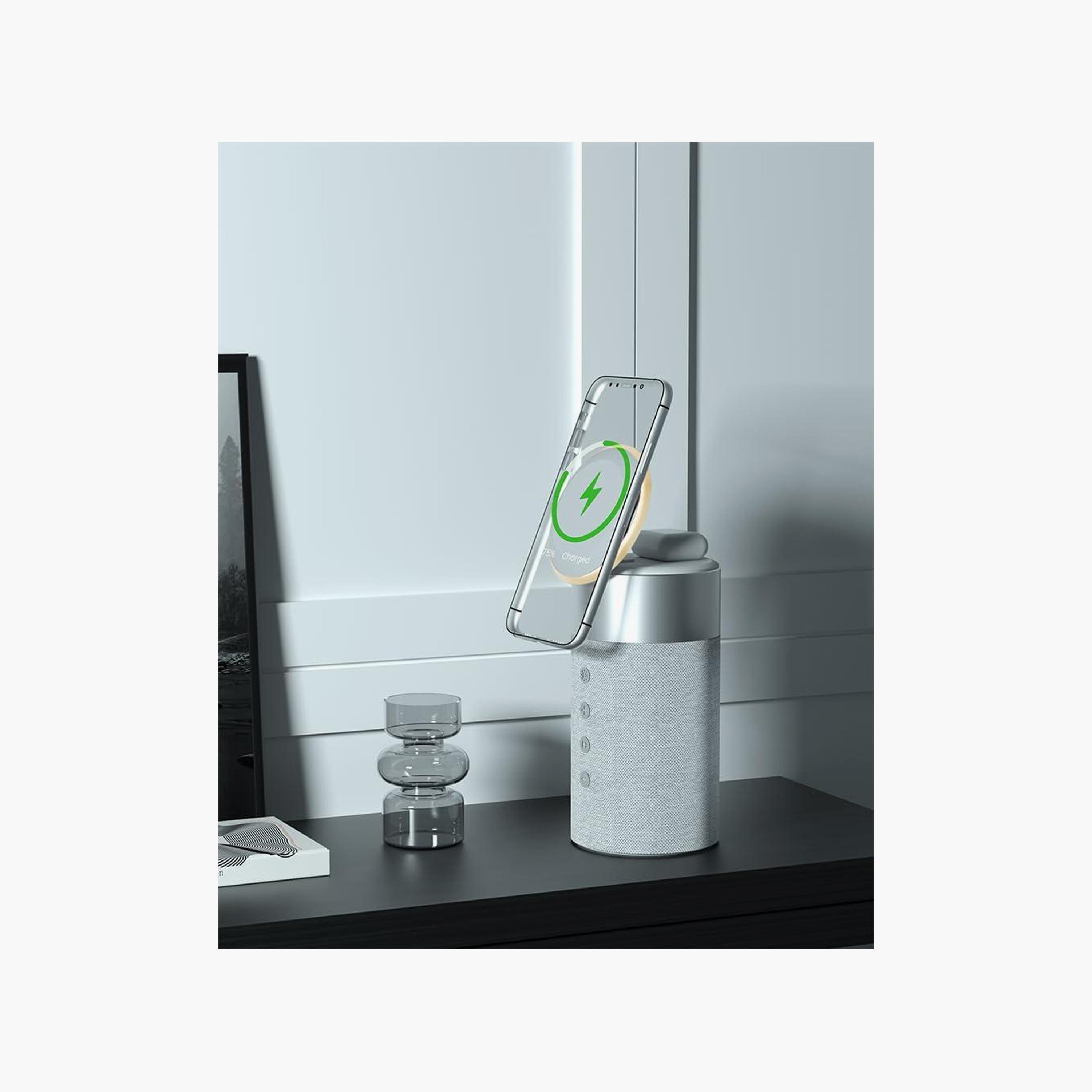 Force Play Dual Wireless Charger (15W + 5W) MagSafe Compatible + Silver Bluetooth Speaker-electronics-accessories-mobileaccesories-image-5