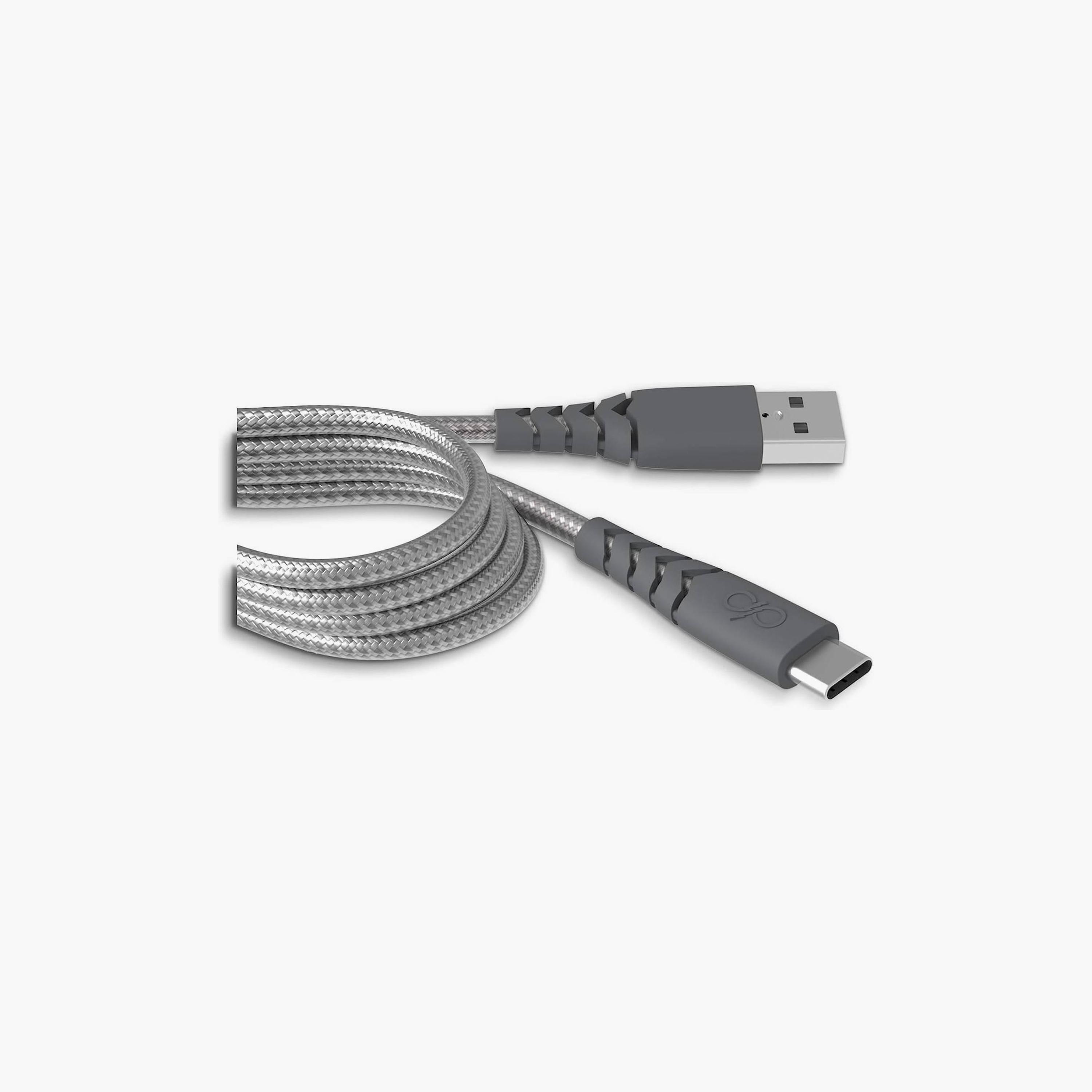 كابل فورس USB إيه إلى USB سي 1.2 متر شحن سريع مزامنة نايلون مضفر فائق التعزيز رمادي-electronics-accessories-mobileaccesories-image-1