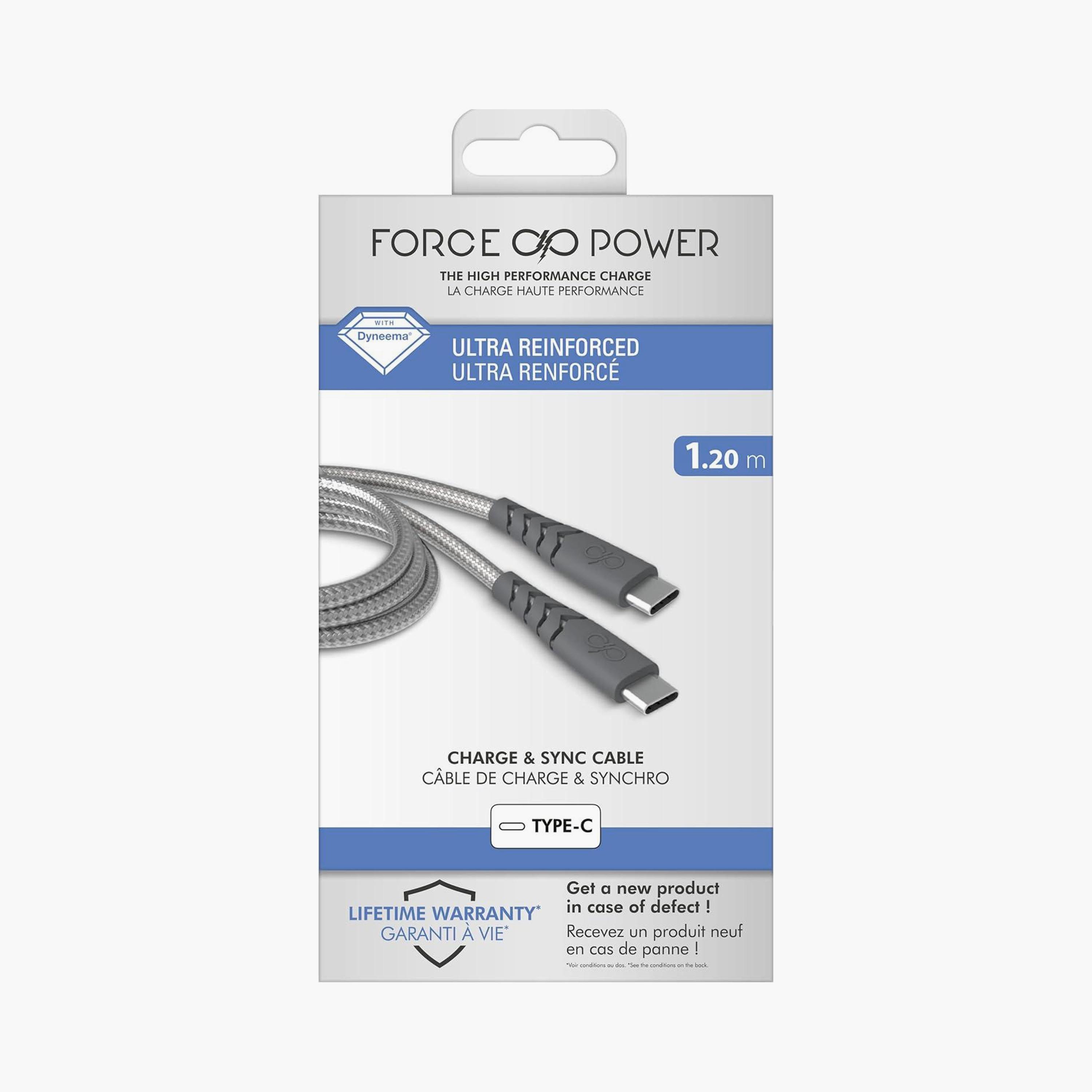 Force Power USB C to USB C Cable 1.2M Fast Charging Durable Unbreakable Braided Nylon|FPCBLCC1M2MRG-electronics-accessories-mobileaccesories-image-1