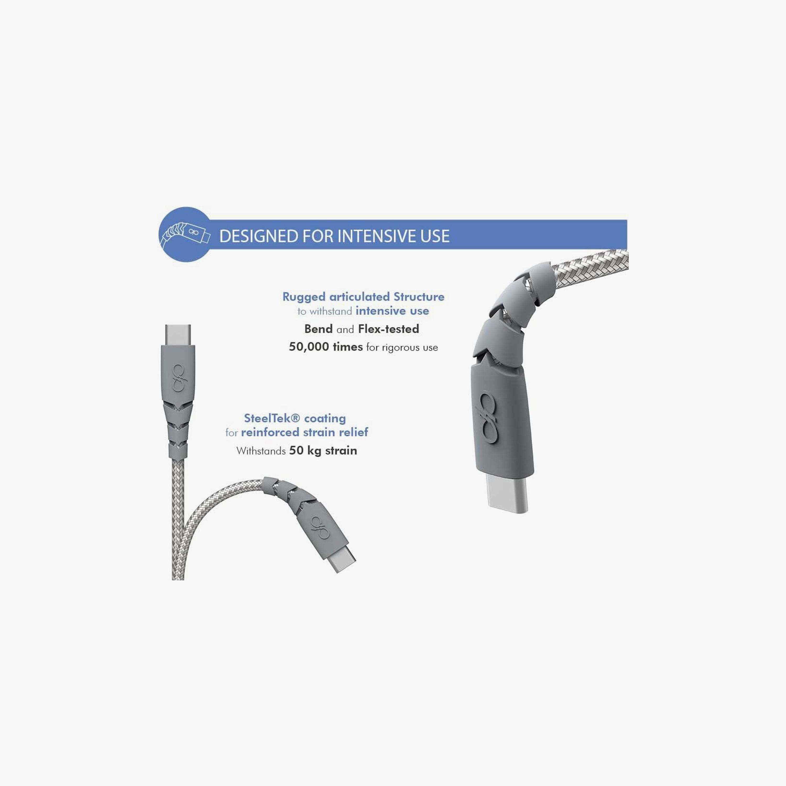 كابل فورس باور USB سي إلى USB سي 1.2 متر شحن سريع نايلون مضفر غير قابل للكسر | FPCBLCC1M2MRG-electronics-accessories-mobileaccesories-image-2