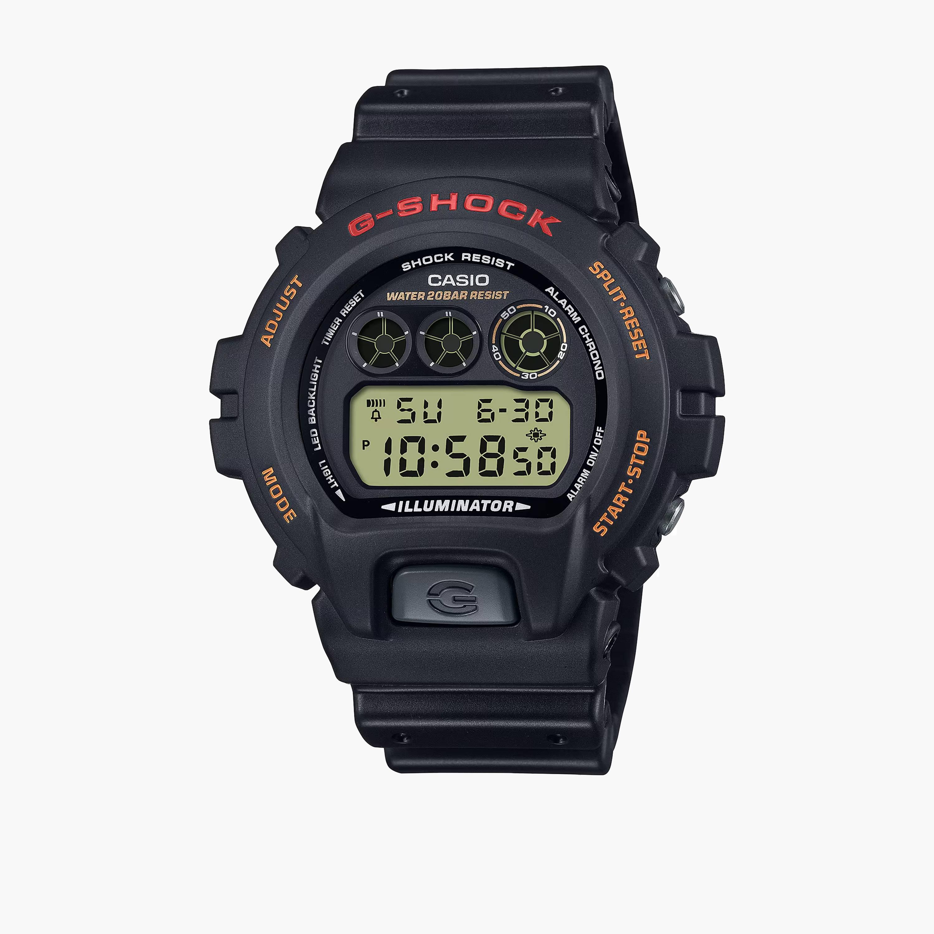 ساعة G-SHOCK رجالي بحزام بلاستيكي رقمي أسود 53 مم | DW-6900UB-9DR-men-watchesandjewellery-watches-image-1