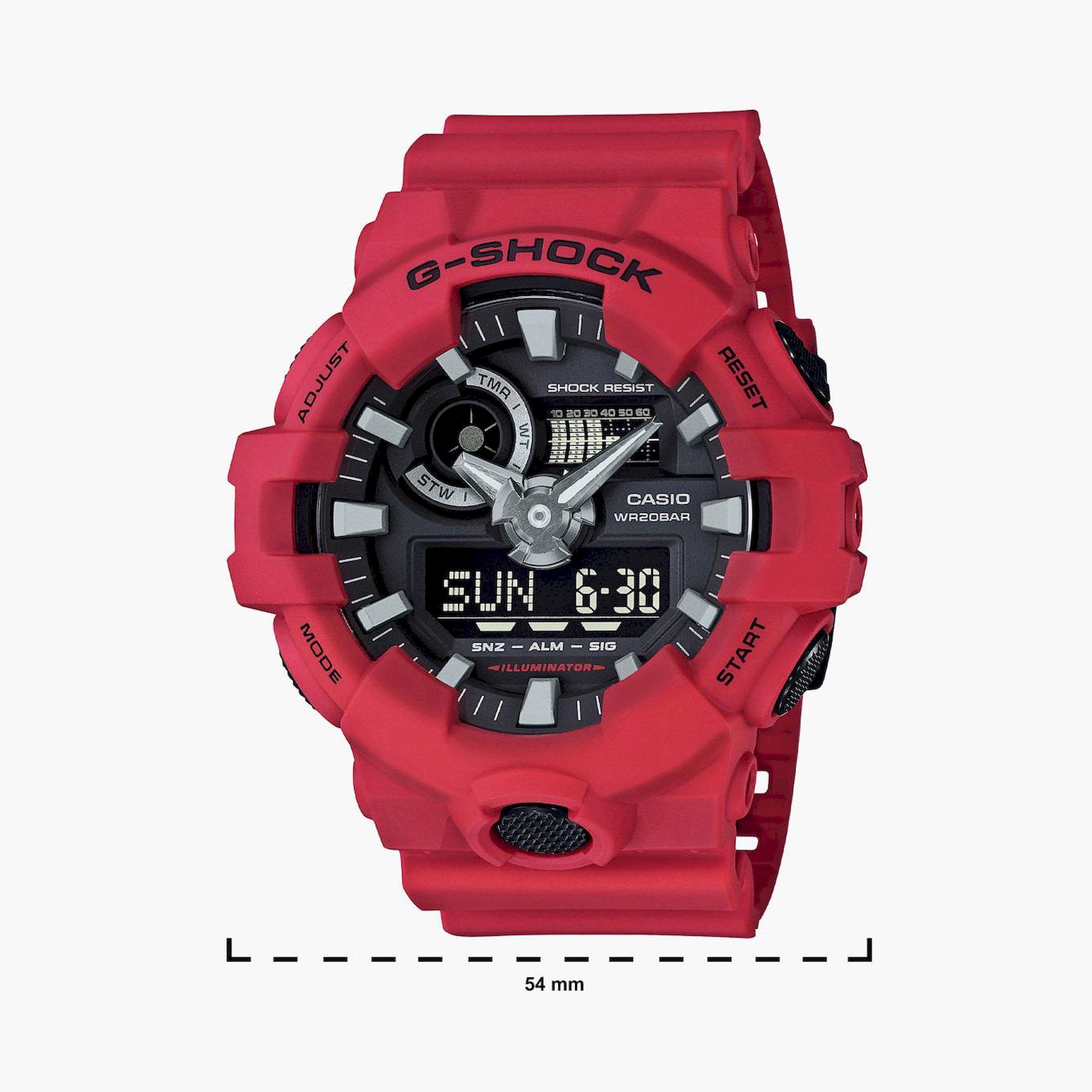 ساعة كاسيو جي شوك للرجال أحمر تناظري/رقمي بسوار من الراتنج GA-700-4ADR-men-watchesandjewellery-watches-image-2