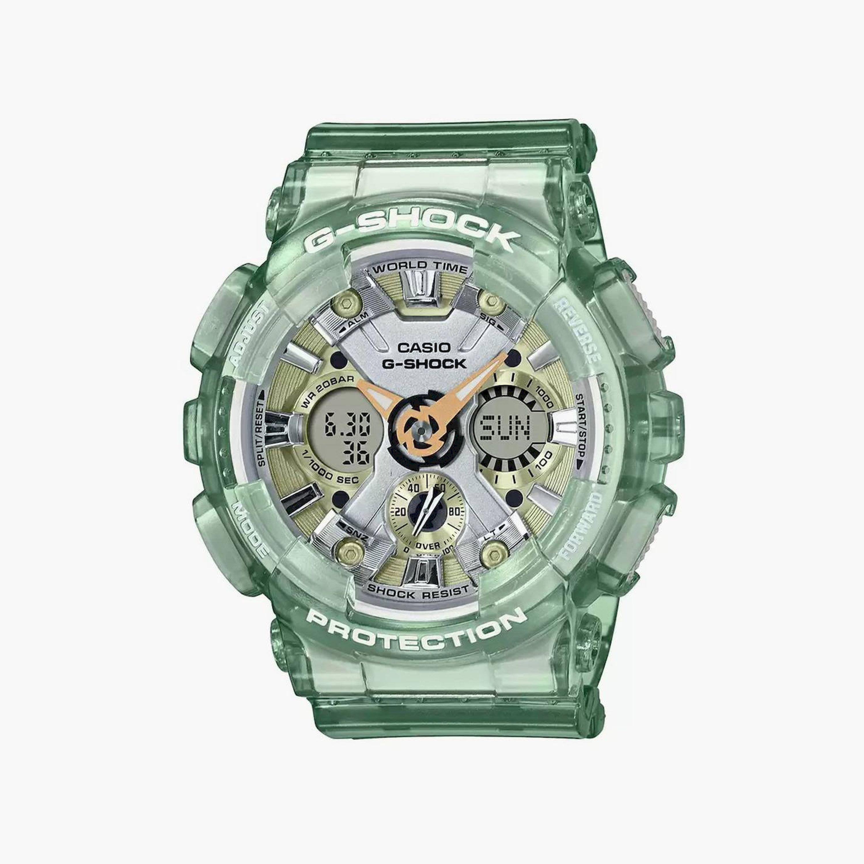 ساعة جي شوك نسائية بحزام من الراتنج الأخضر بعرض تناظري رقمي - GMA-S120GS-3ADR-men-watchesandjewellery-watches-image-3