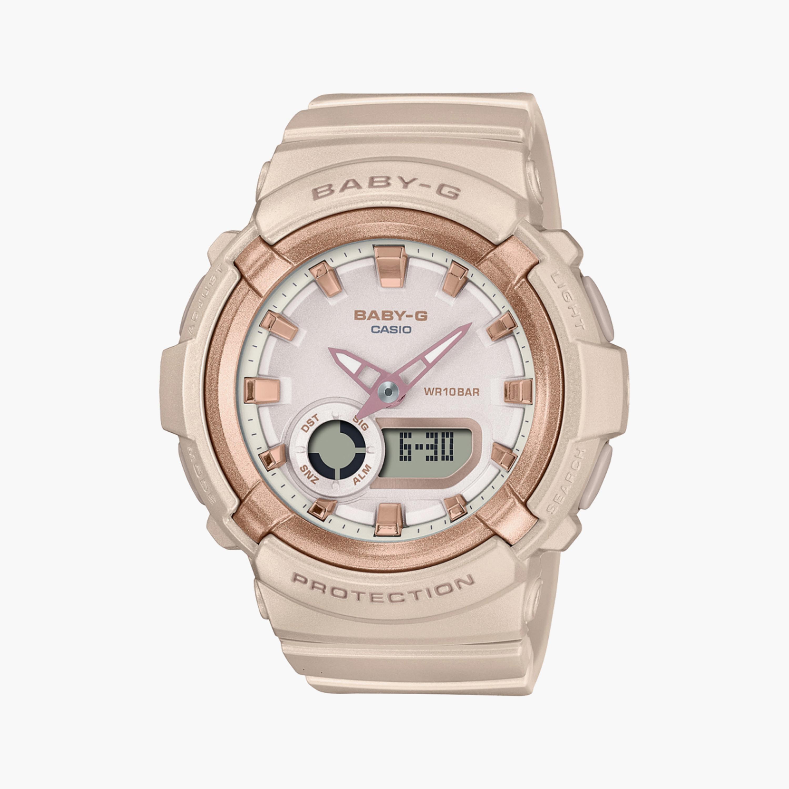 كاسيو بيبي-جي ساعة نسائية 43 مم بيج بعقارب ورقمية بسوار سيليكون | BGA-280BA-4ADR-women-watchesandjewellery-watches-image-1